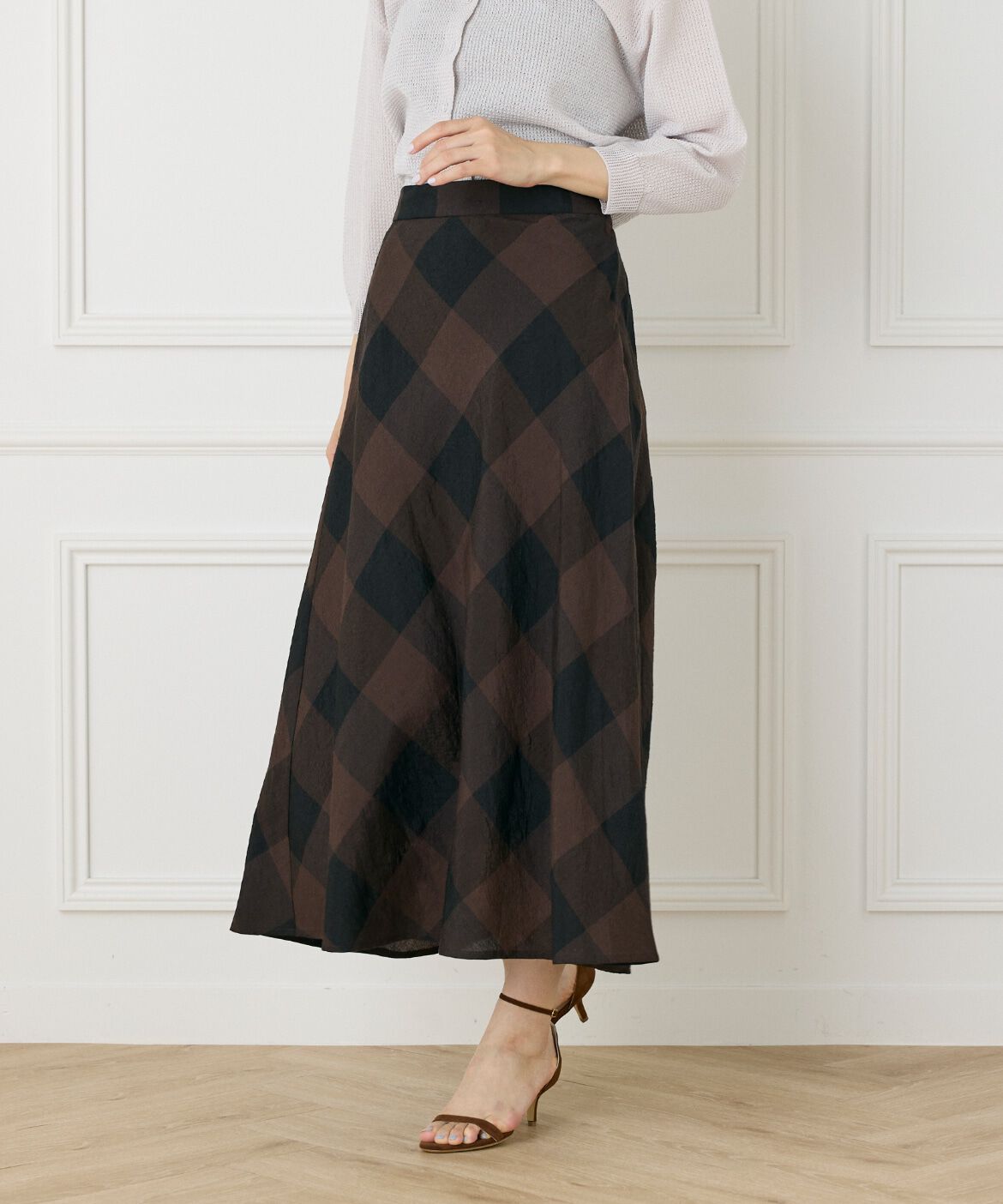7-IDconcept.「ブロックチェックバイアススカート」|スカート|