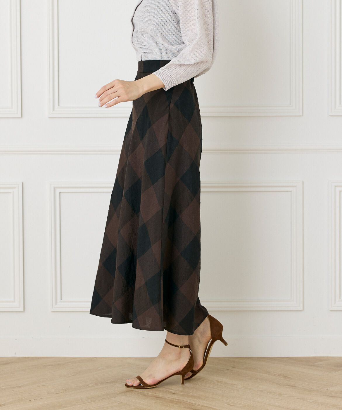 7-IDconcept.「ブロックチェックバイアススカート」|スカート|