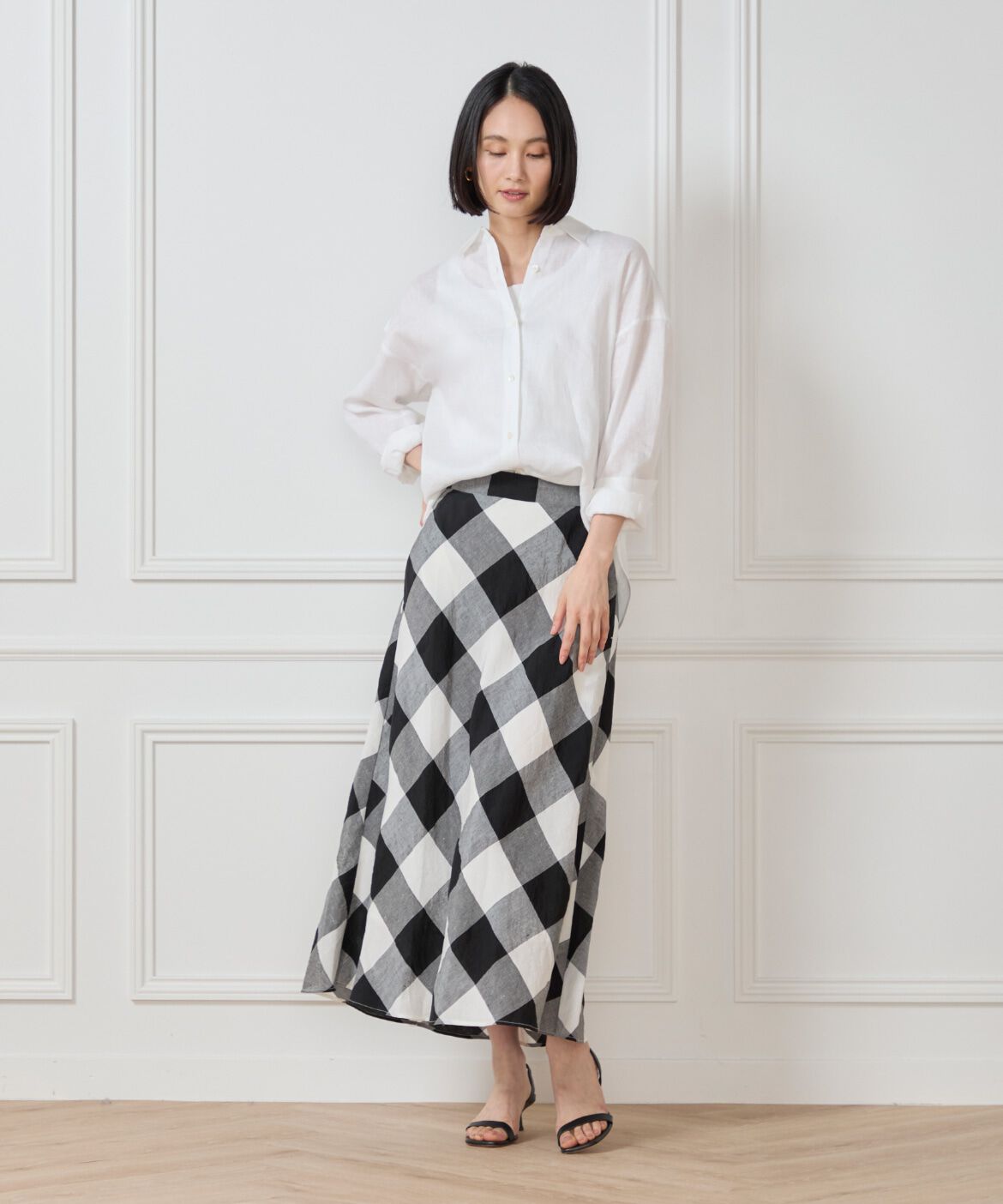 7-IDconcept.「ブロックチェックバイアススカート」|スカート|