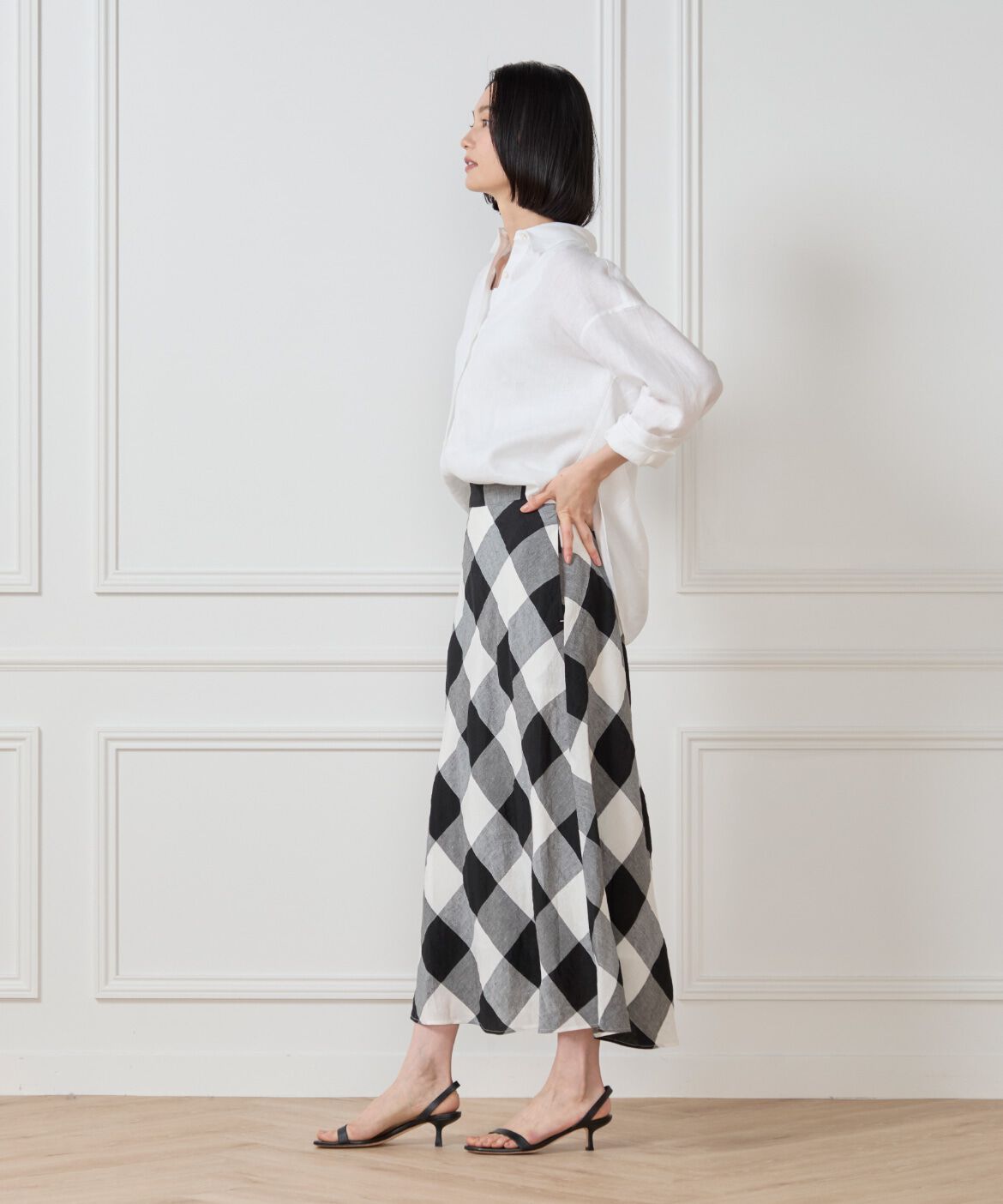 7-IDconcept.「ブロックチェックバイアススカート」|スカート|