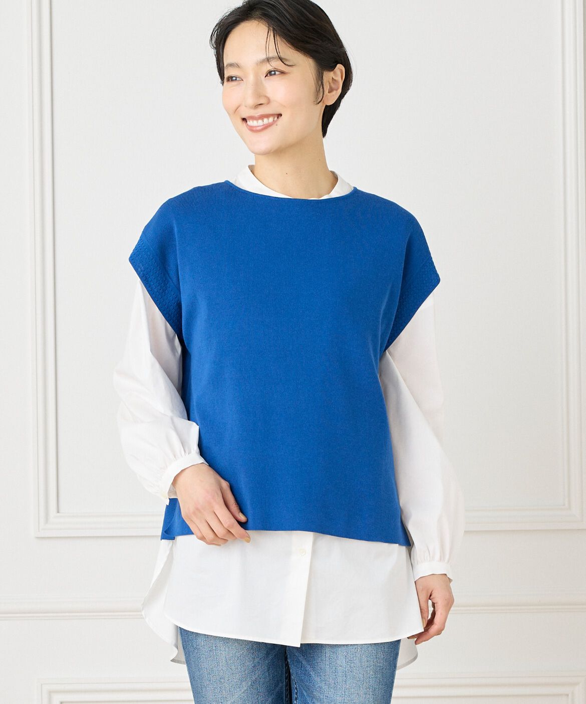 7-IDconcept.「ノースリーブニットプルオーバー」|ニット・セーター|ブルー1