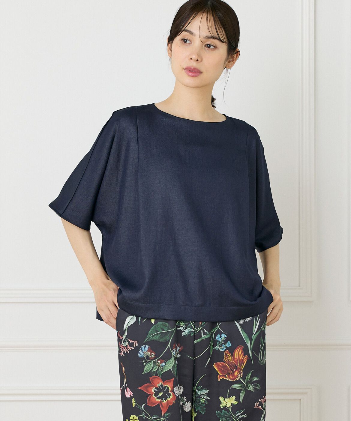 7-IDconcept.「ドルマンタックブラウス」|シャツ・ブラウス|ネイビー