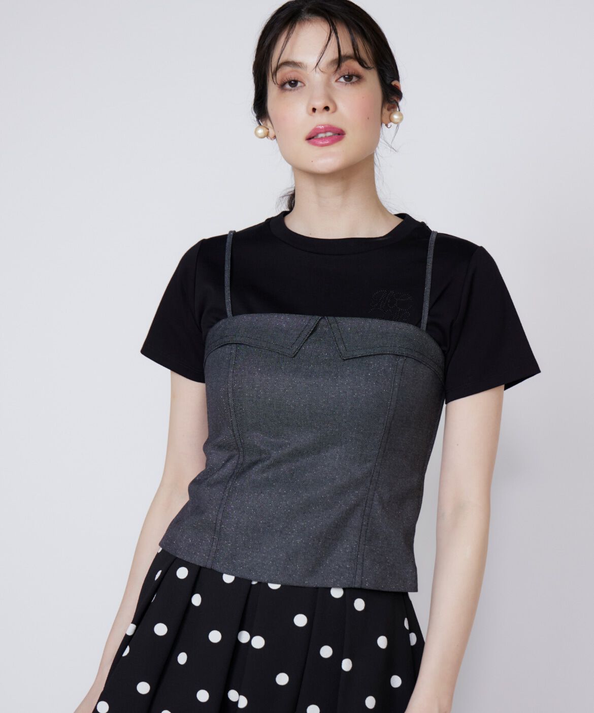 Maglie le cassetto「ラメデニムビスチェ」|シャツ・ブラウス|