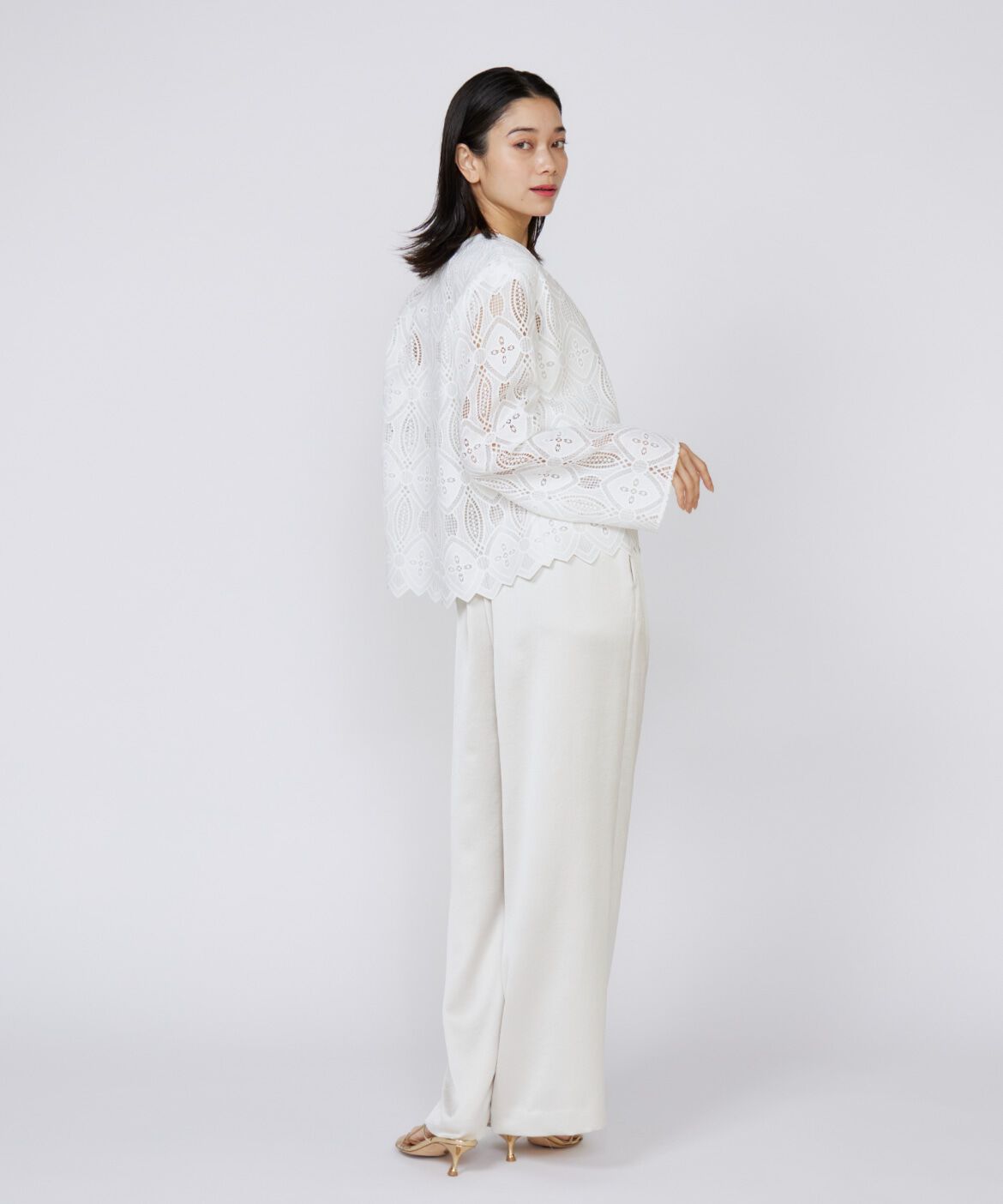 INED「《大きいサイズ》イージーワイドサテンパンツ」|その他|