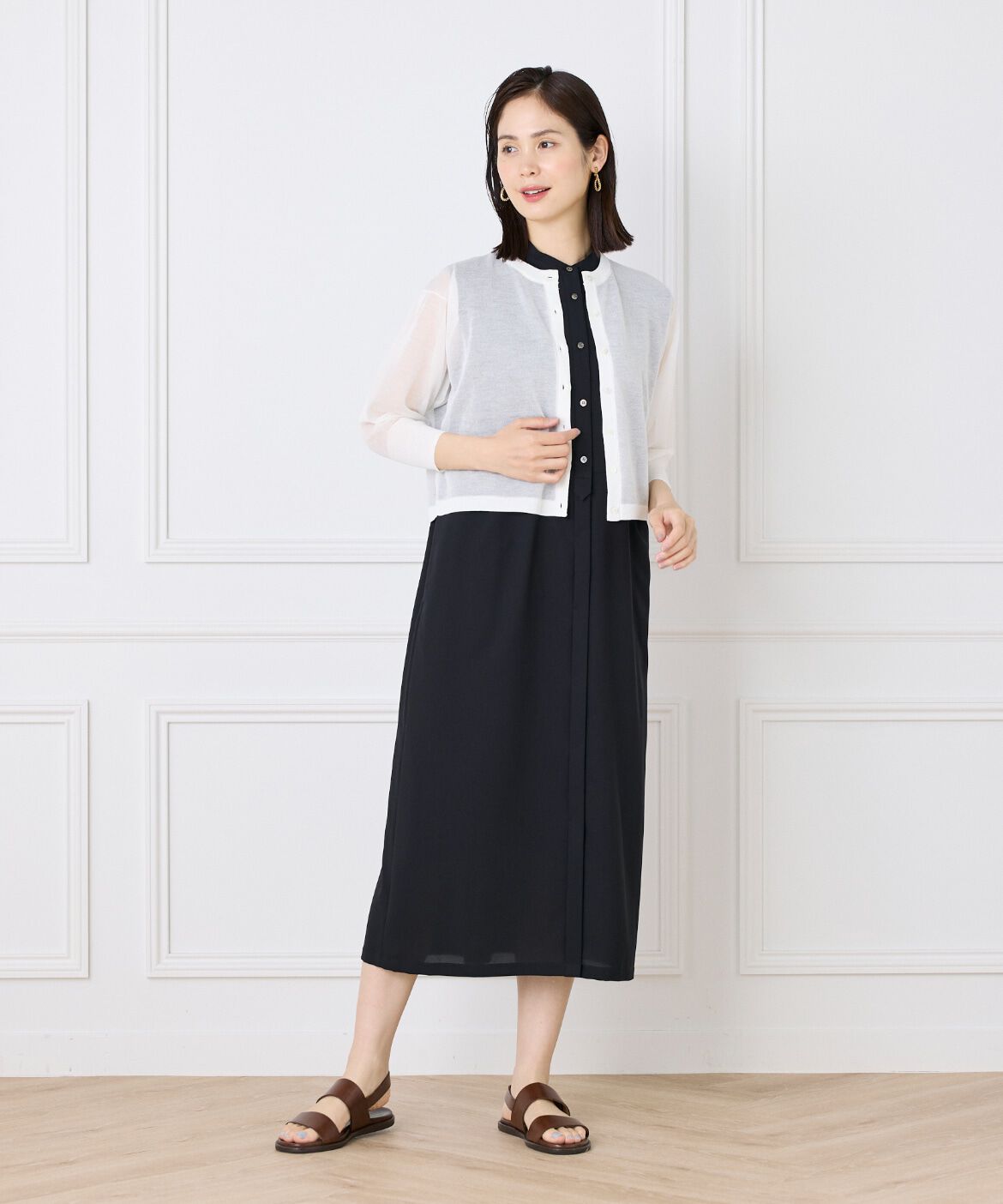 INED「シアーニットカーディガン」|カーディガン|