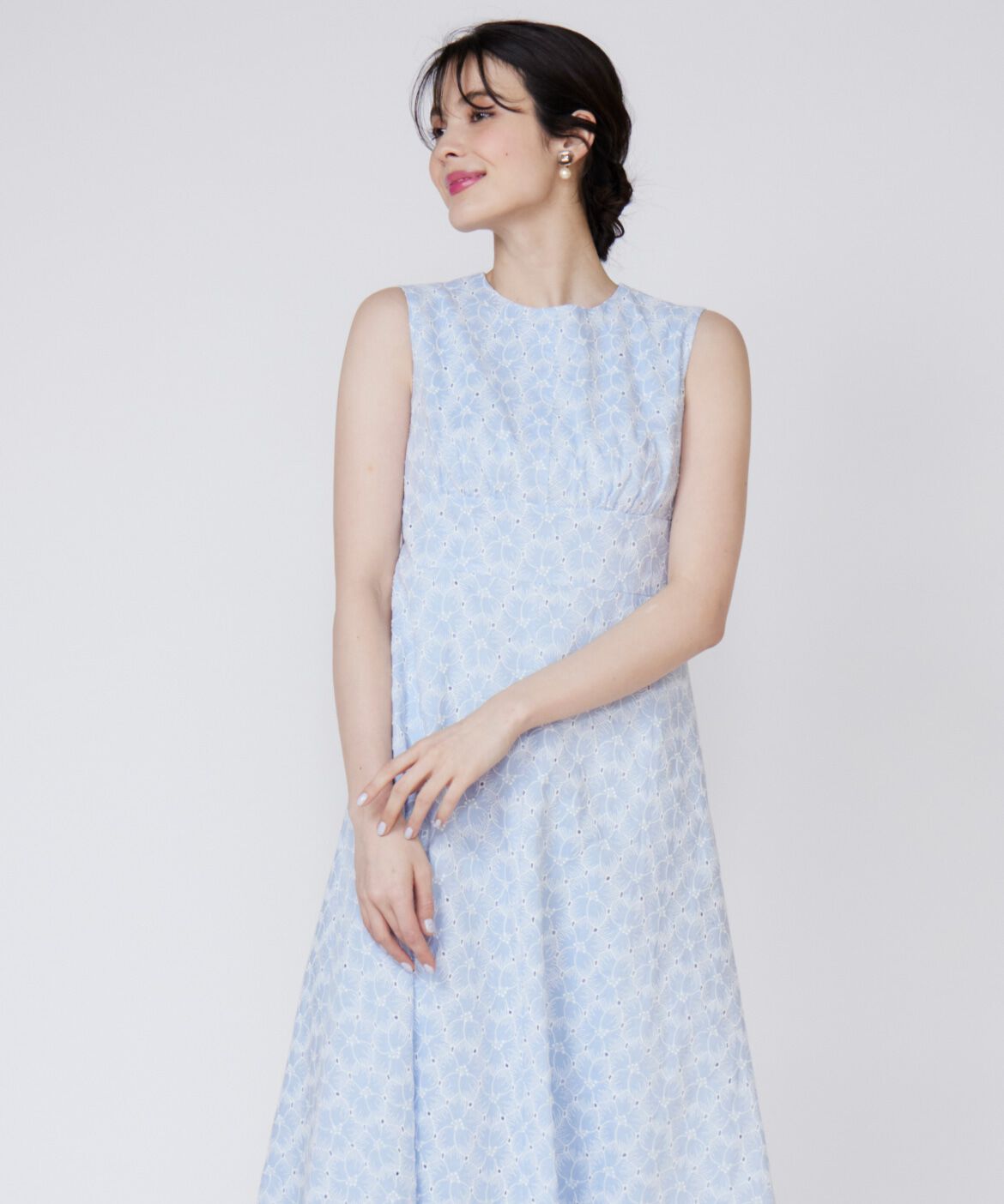 Maglie le cassetto「《大きいサイズ》刺繍レースワンピース」|ワンピース|サックス3