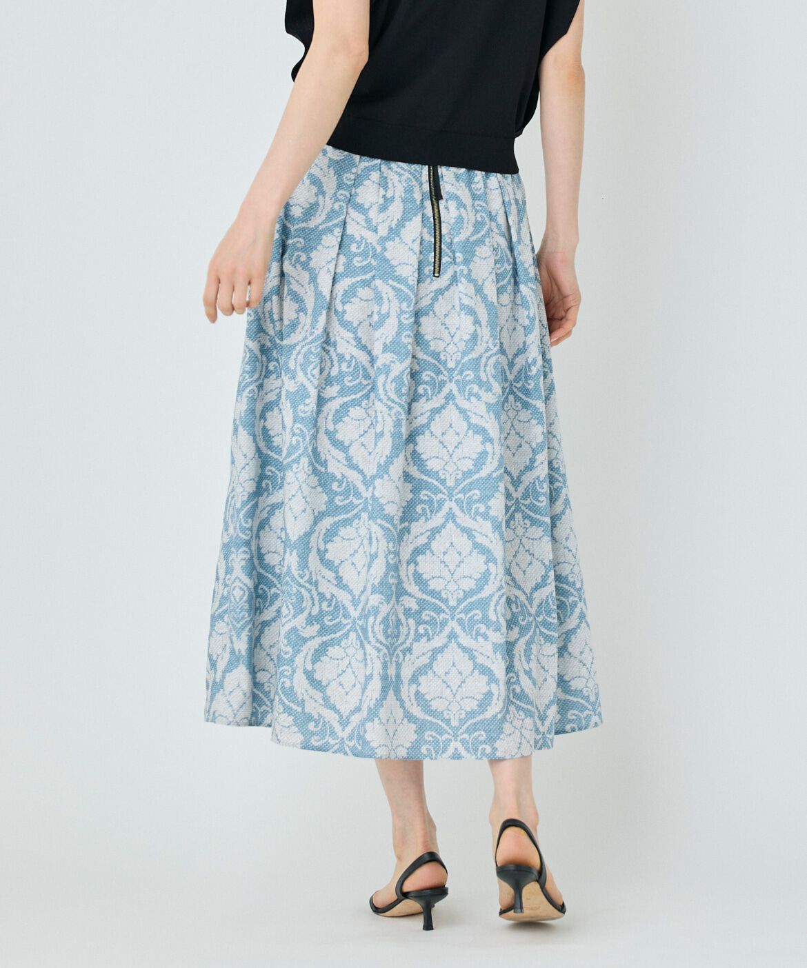 7-IDconcept.「プリントギャザースカート」|フレア|