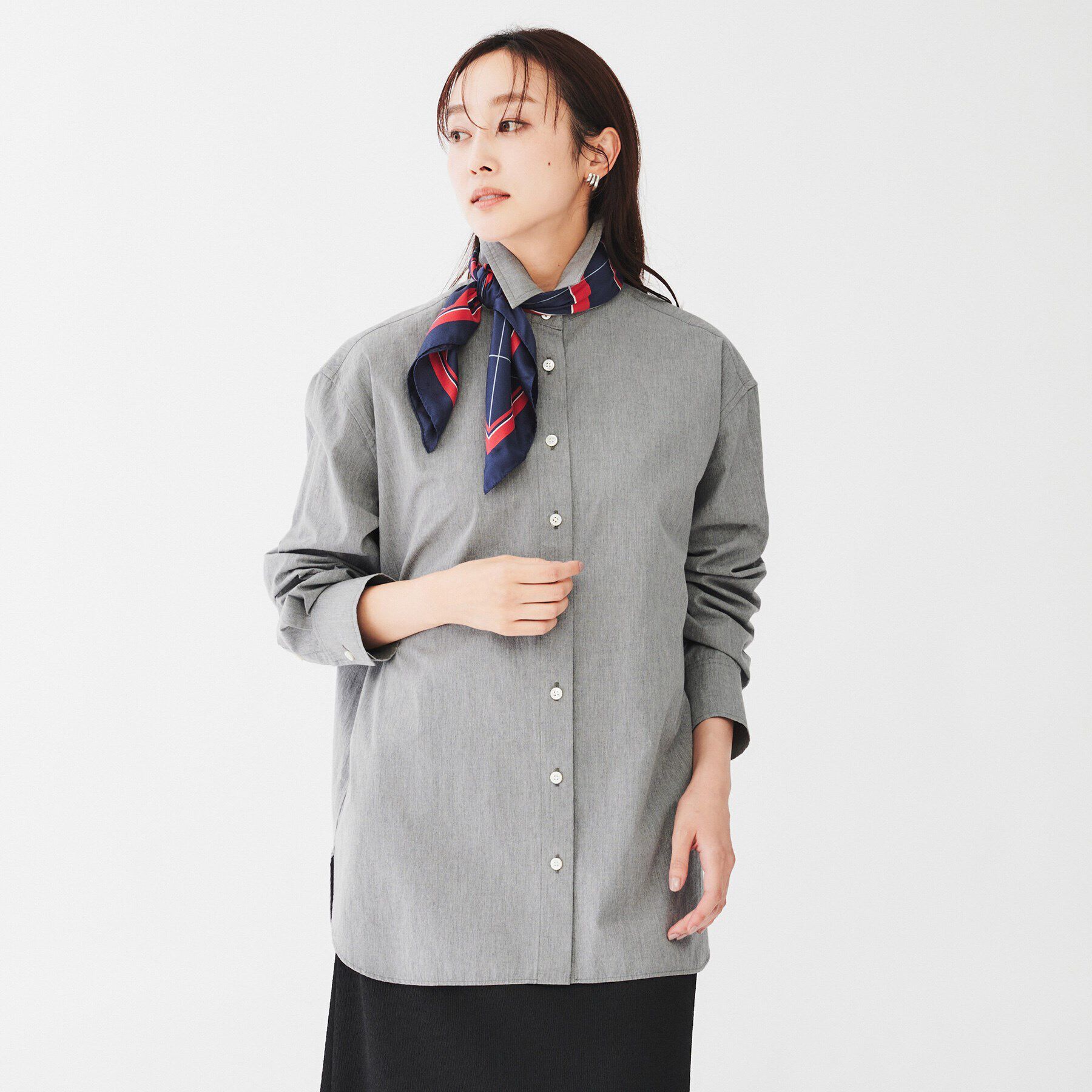 UNTITLED「【コットン100/羽織りにもオススメ！】タイプライター ビッグシャツ」|シャツ・ブラウス|グレー(012)