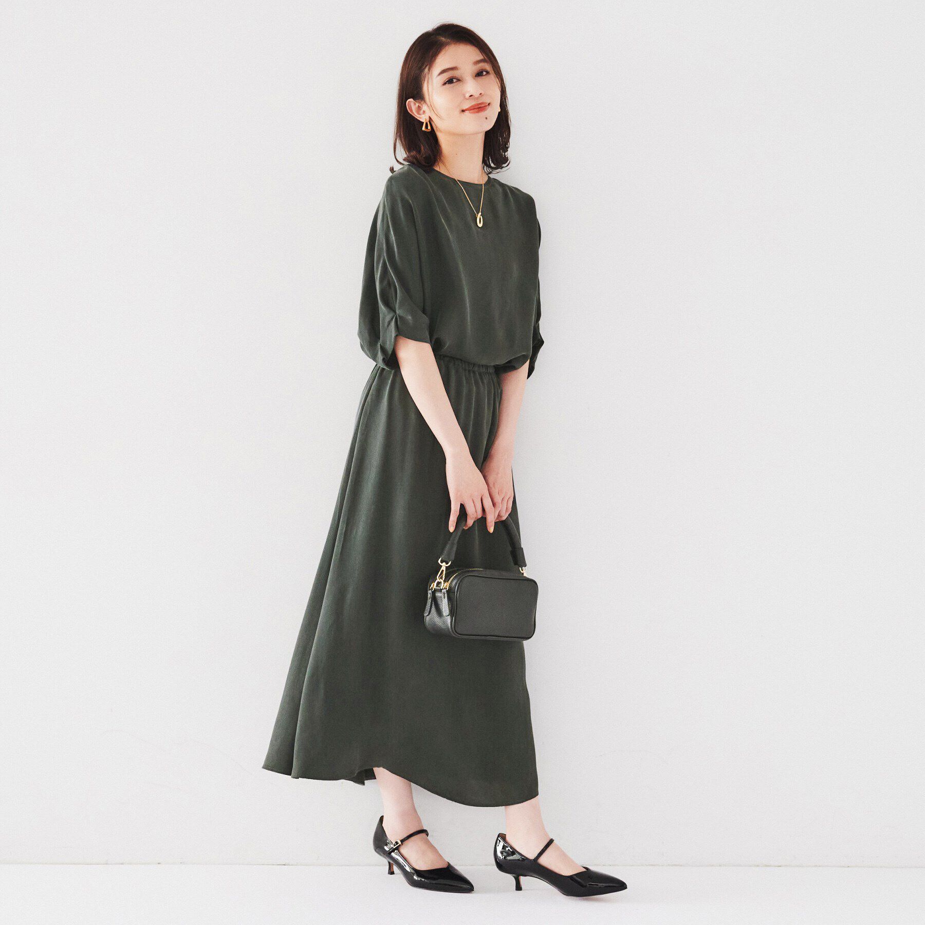 UNTITLED「【セットアップ可/ウエストゴム/パウダータッチ】シルキーキュプラ ロングスカート」|スカート|