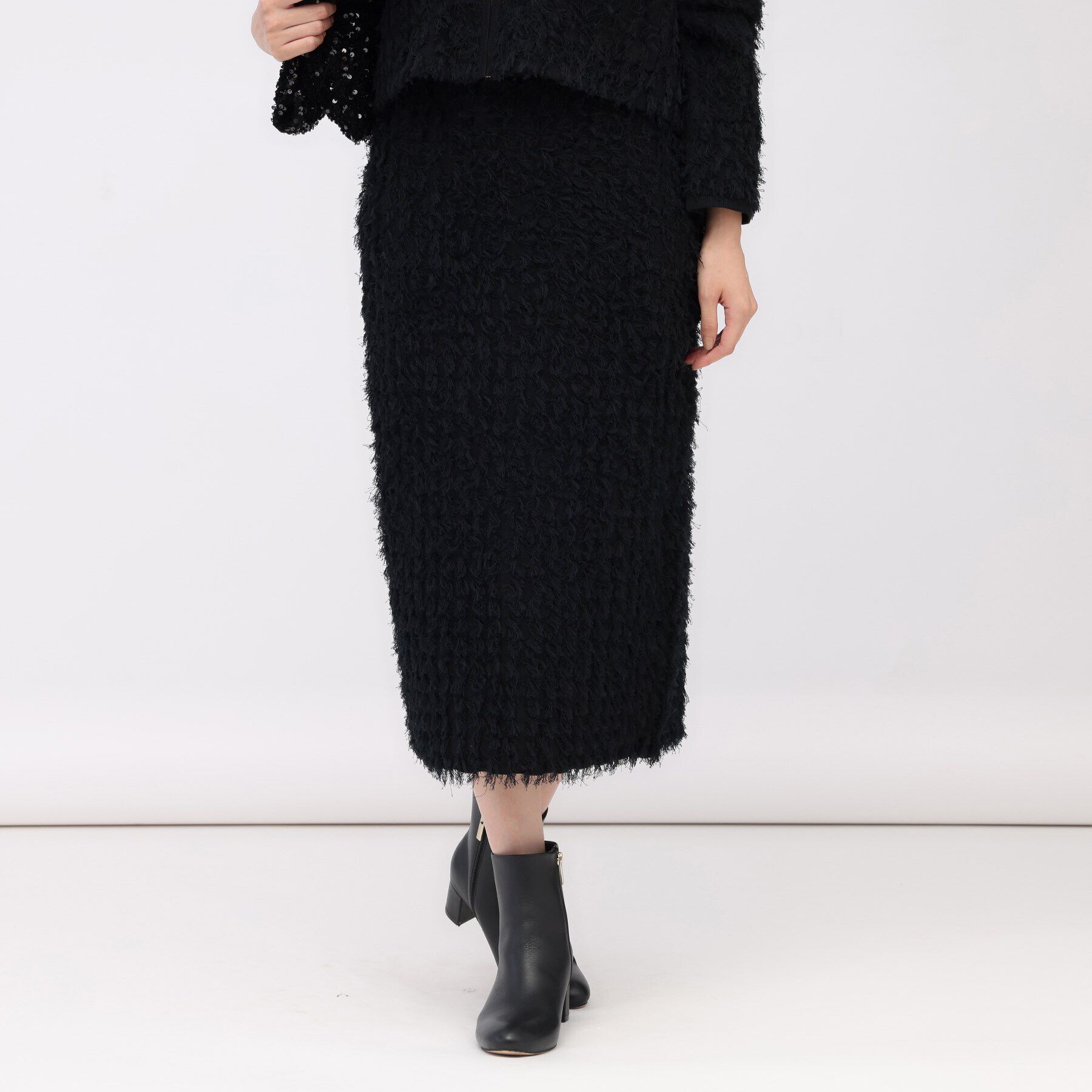 UNTITLED「【セットアップ可能】フリンジコットンスカート」|スカート|ブラック(019)