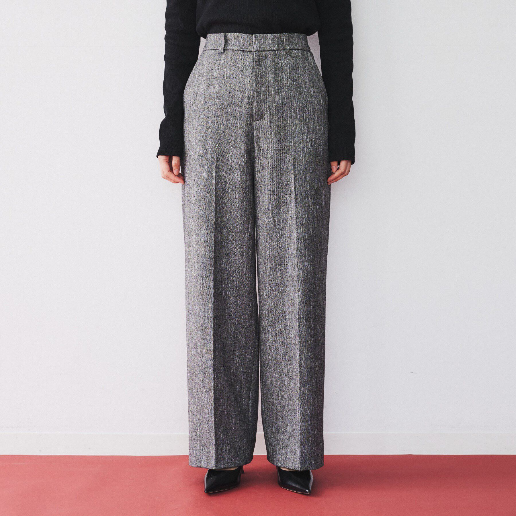 UNTITLED「【セットアップ可能/後ろウエストゴム】ミックスツイード ワイドパンツ」|その他|