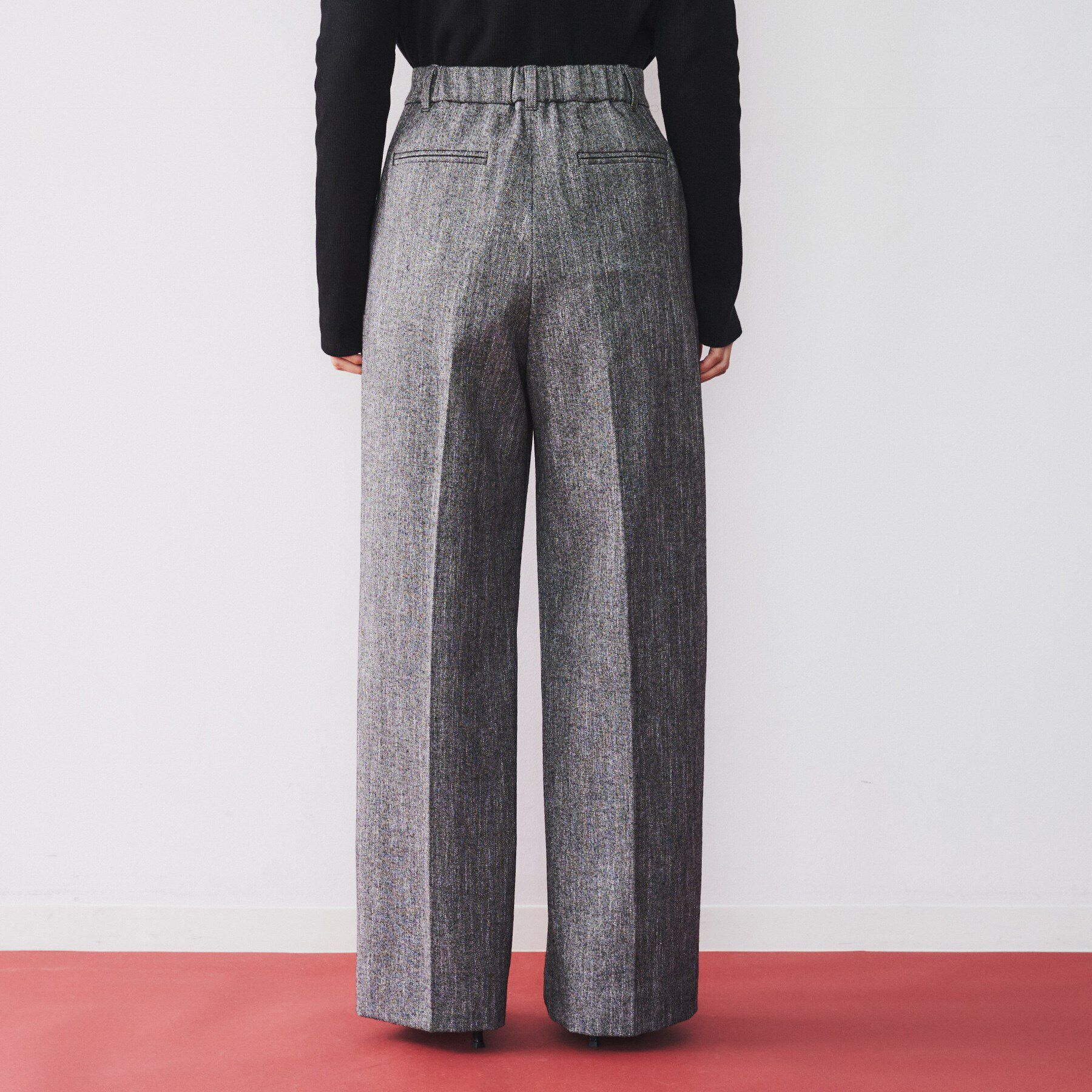 UNTITLED「【セットアップ可能/後ろウエストゴム】ミックスツイード ワイドパンツ」|その他|