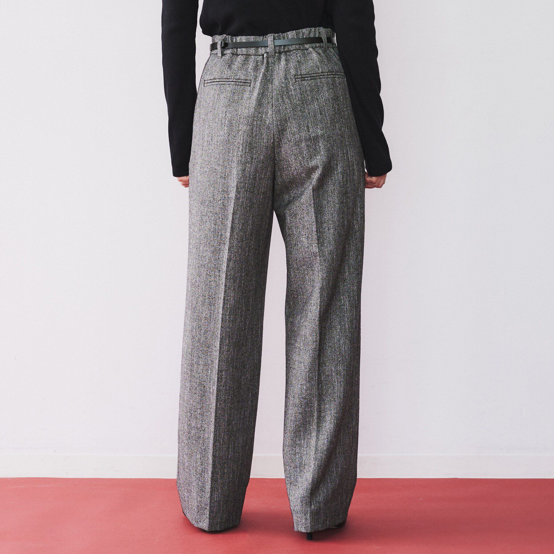 UNTITLED「【セットアップ可能/後ろウエストゴム】ミックスツイード ワイドパンツ」|その他|