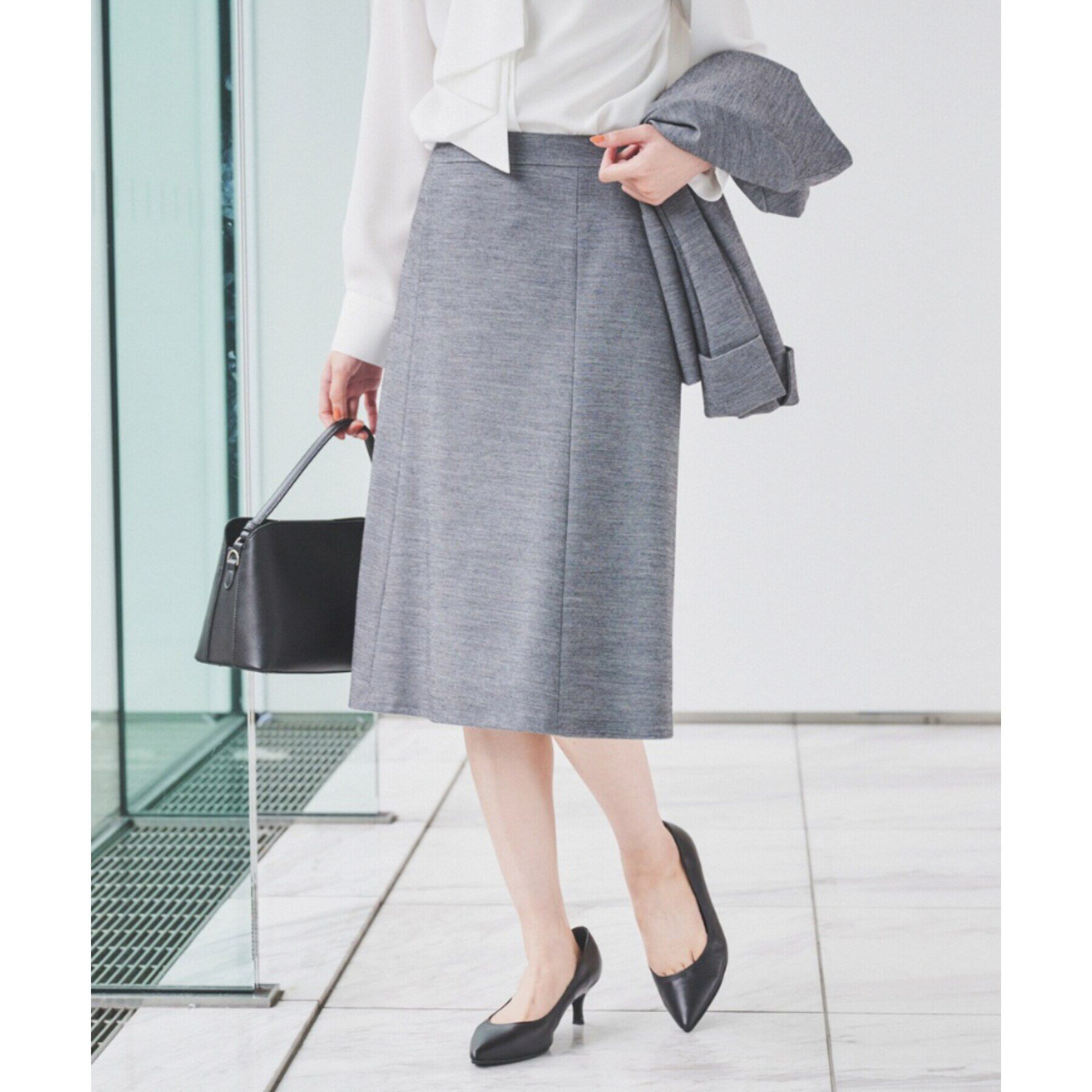 UNTITLED「【通勤スーツ】ウール混ジャージ マーメイドスカート」|スカート|