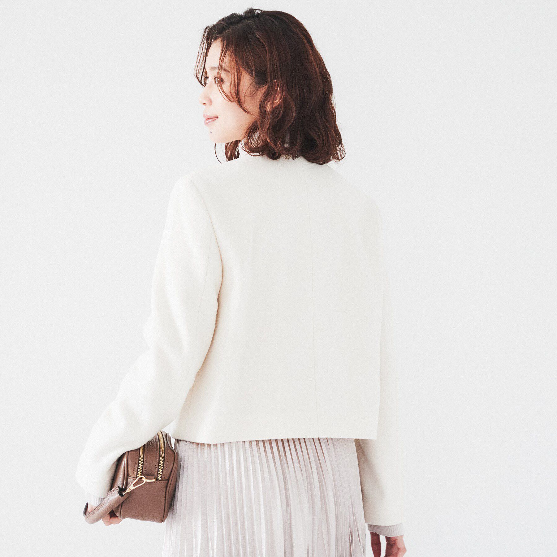 UNTITLED「【日本製/短ジャケ】ブークレークロップドジャケット」|ノーカラージャケット|