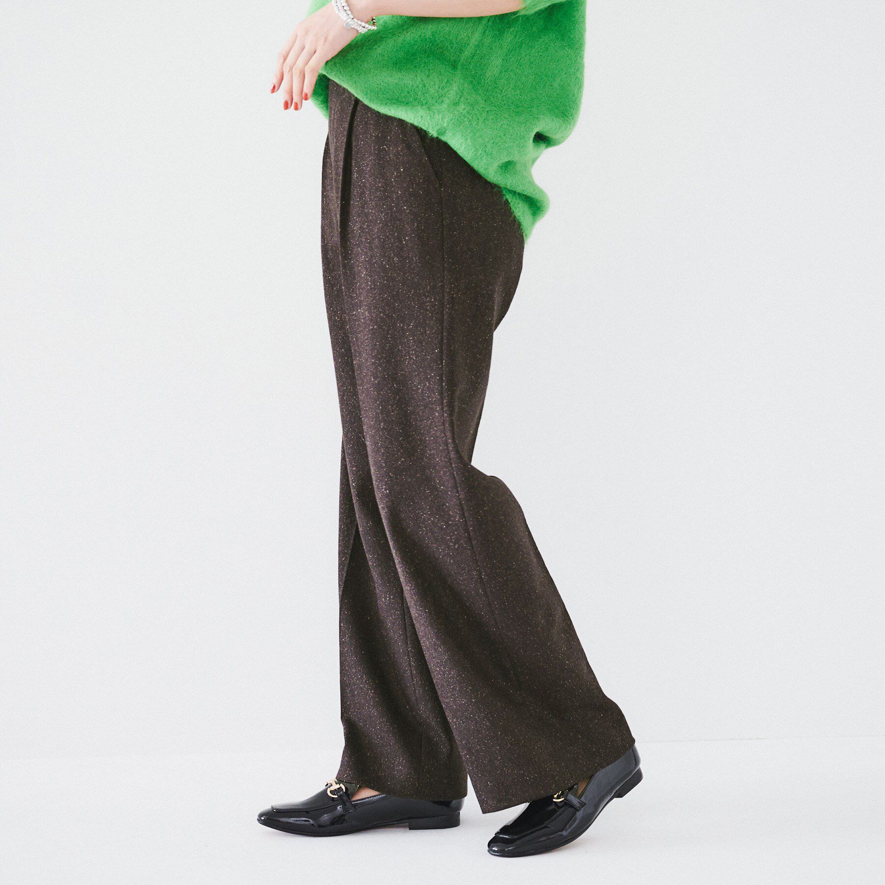 UNTITLED「【日本製/ストレート/センタープレス】ネップへリンボン ワイドパンツ」|その他|