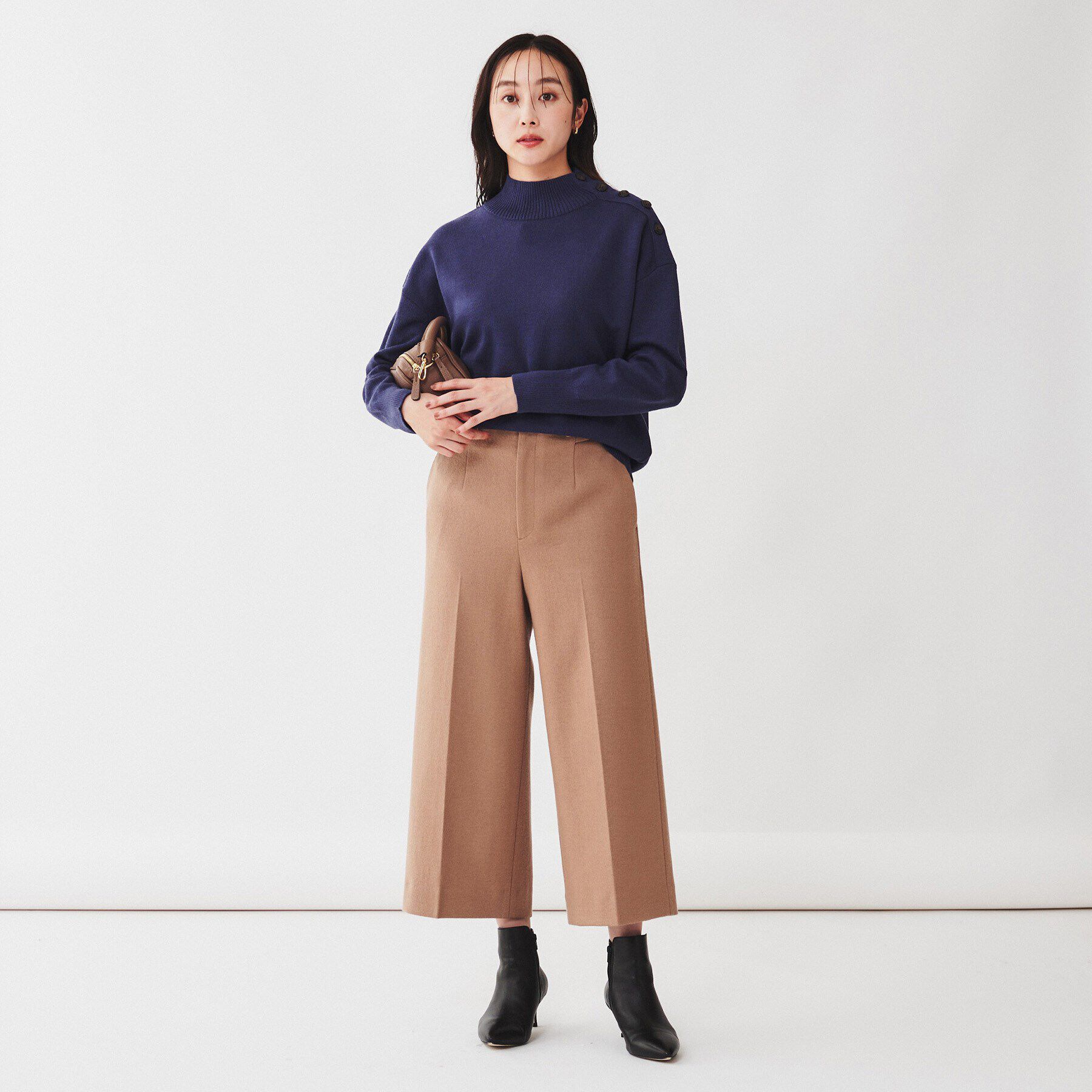 UNTITLED「【日本製／洗える】ミラノリブ 肩ボタンプルオーバーニット」|ニット・セーター|