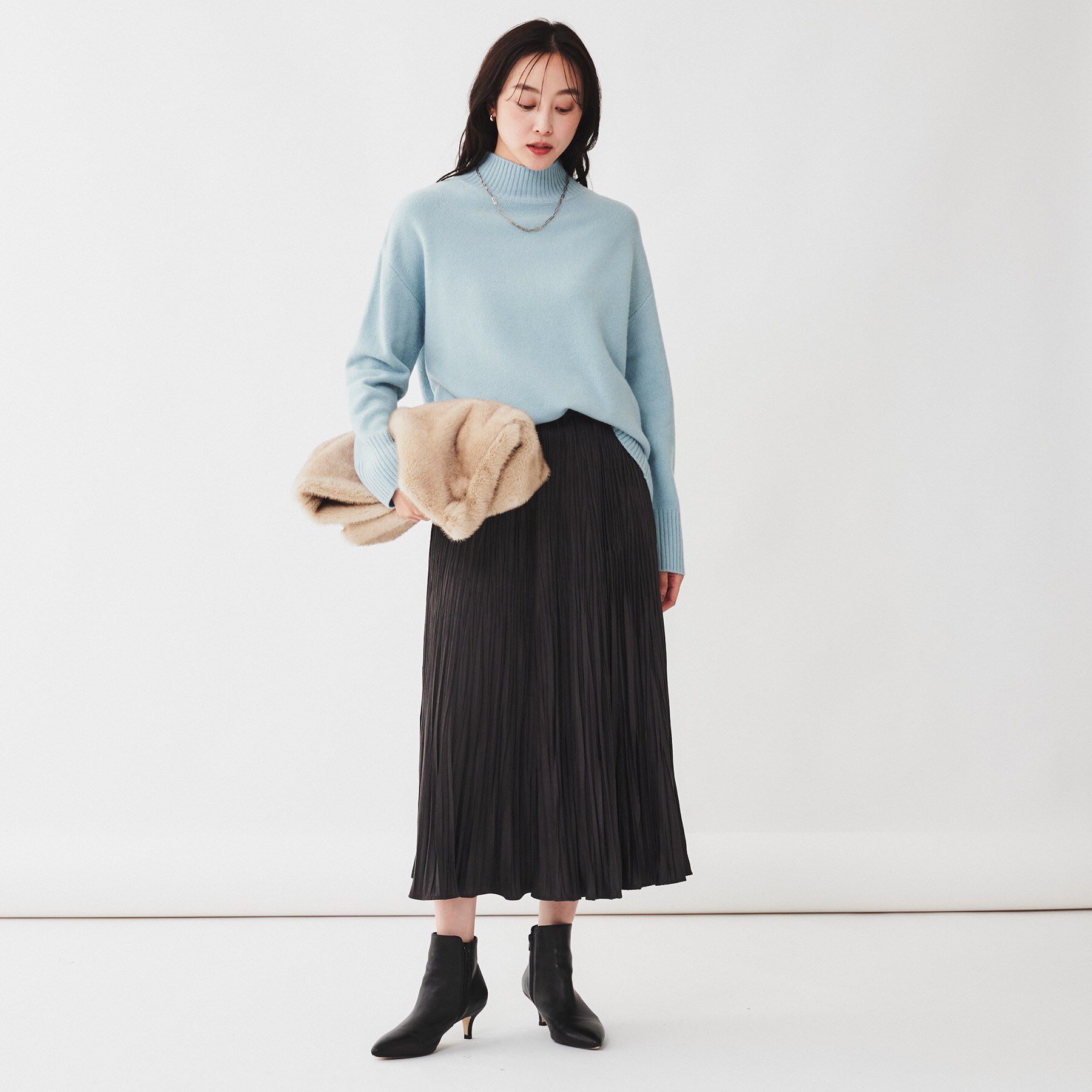 UNTITLED「ラムウールカシミヤ ボトルネックプルオーバーニット」|ニット・セーター|