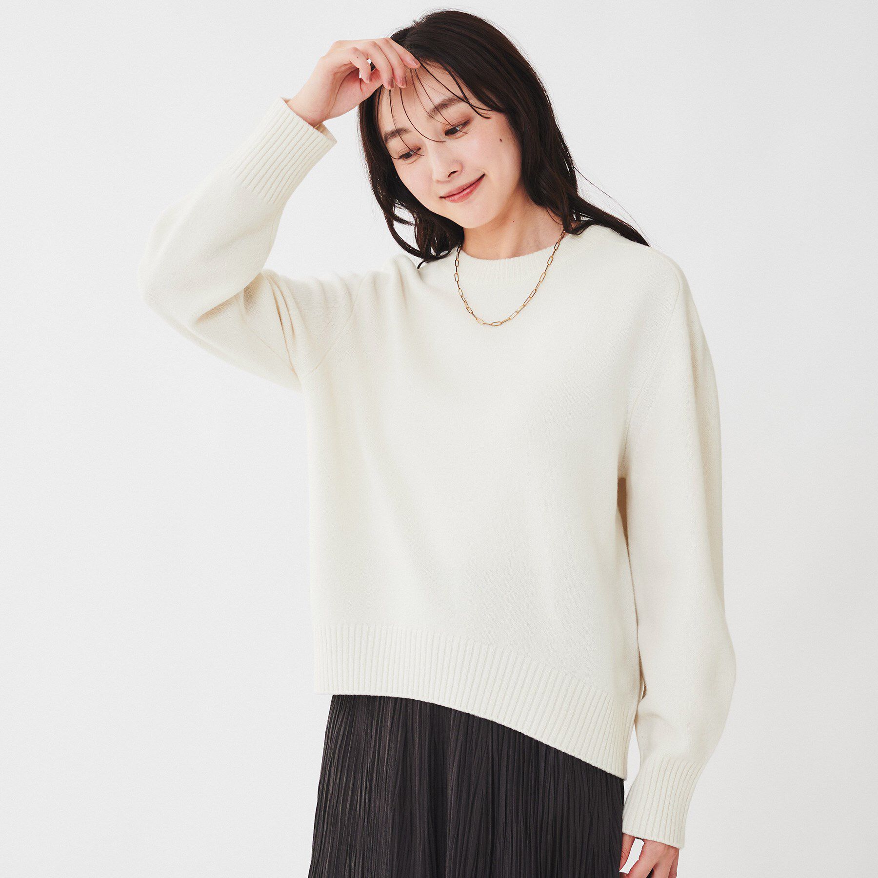 UNTITLED「ラムウールカシミヤ パフスリーブプルオーバーニット」|ニット・セーター|