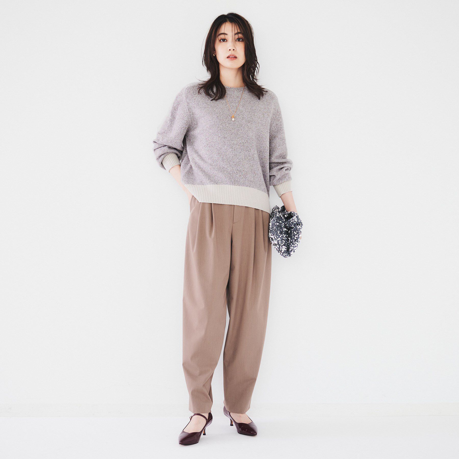 UNTITLED「ラムウールカシミヤ パフスリーブプルオーバーニット」|ニット・セーター|