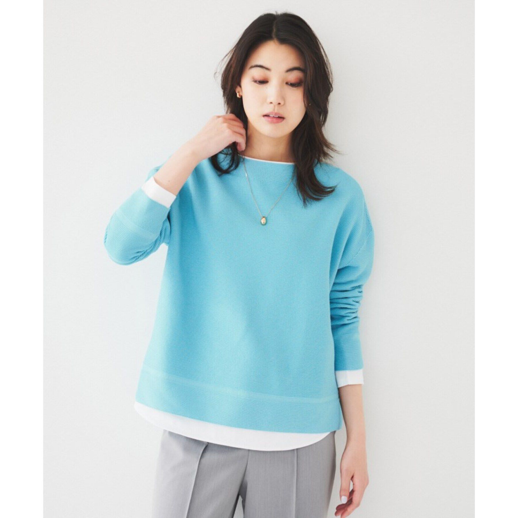 UNTITLED「【着回し/首元スッキリ】ボートネック天竺プルオーバー」|Tシャツ・カットソー|