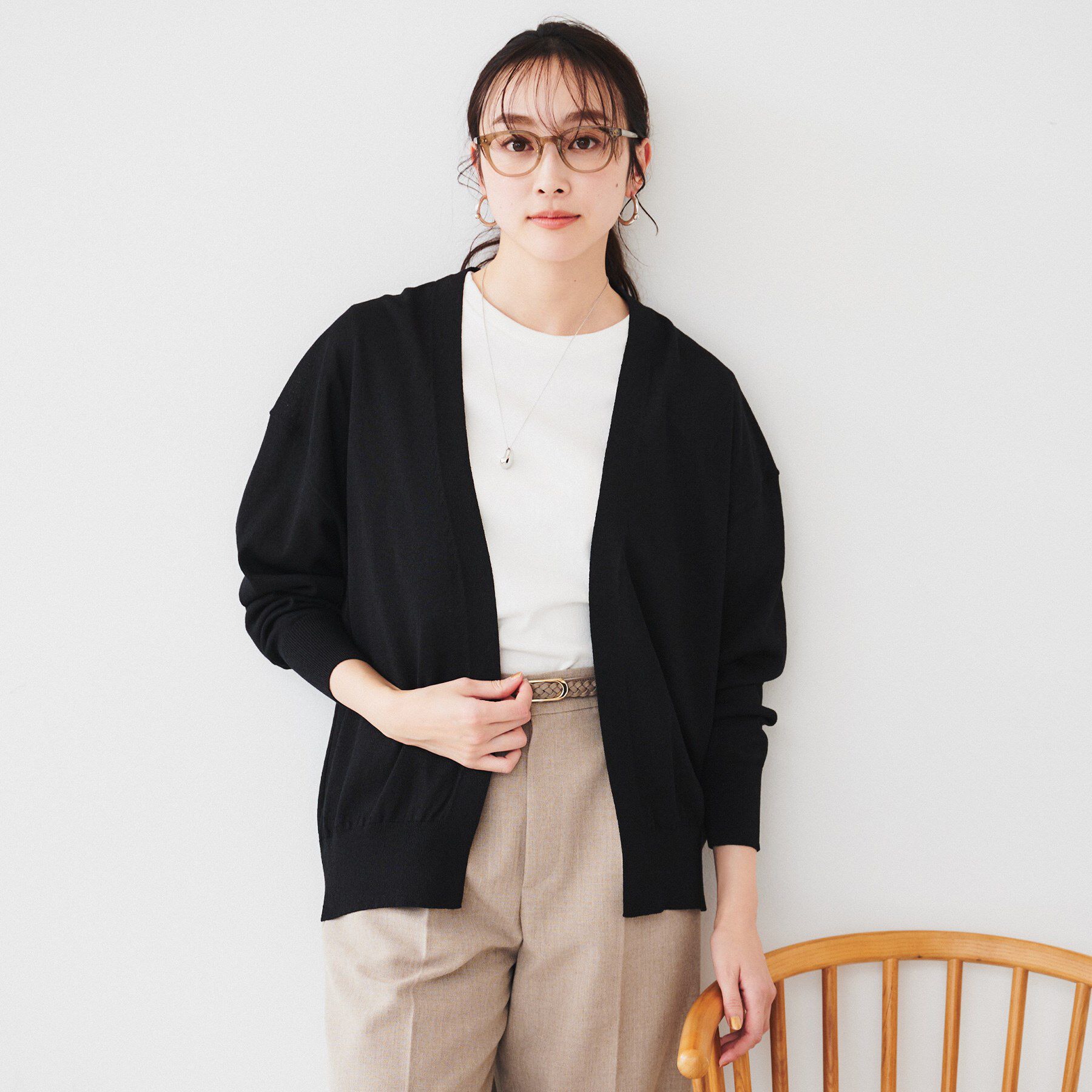 UNTITLED「【体型カバー/通勤/冷房対策】釦レスカーディガン」|カーディガン|