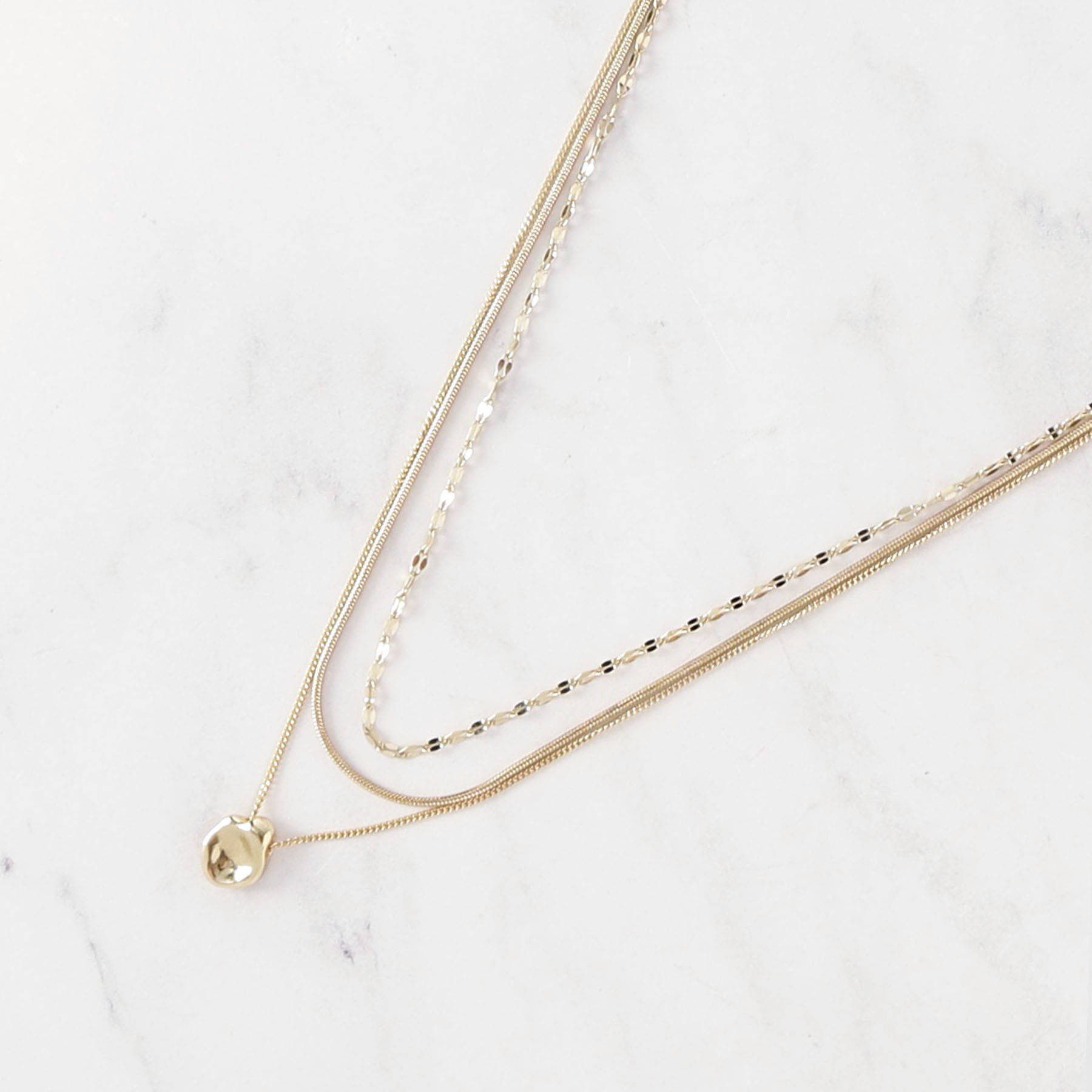 UNTITLED「【ステンレス】レイヤードチェーンネックレス」|ネックレス|ゴールド(007)