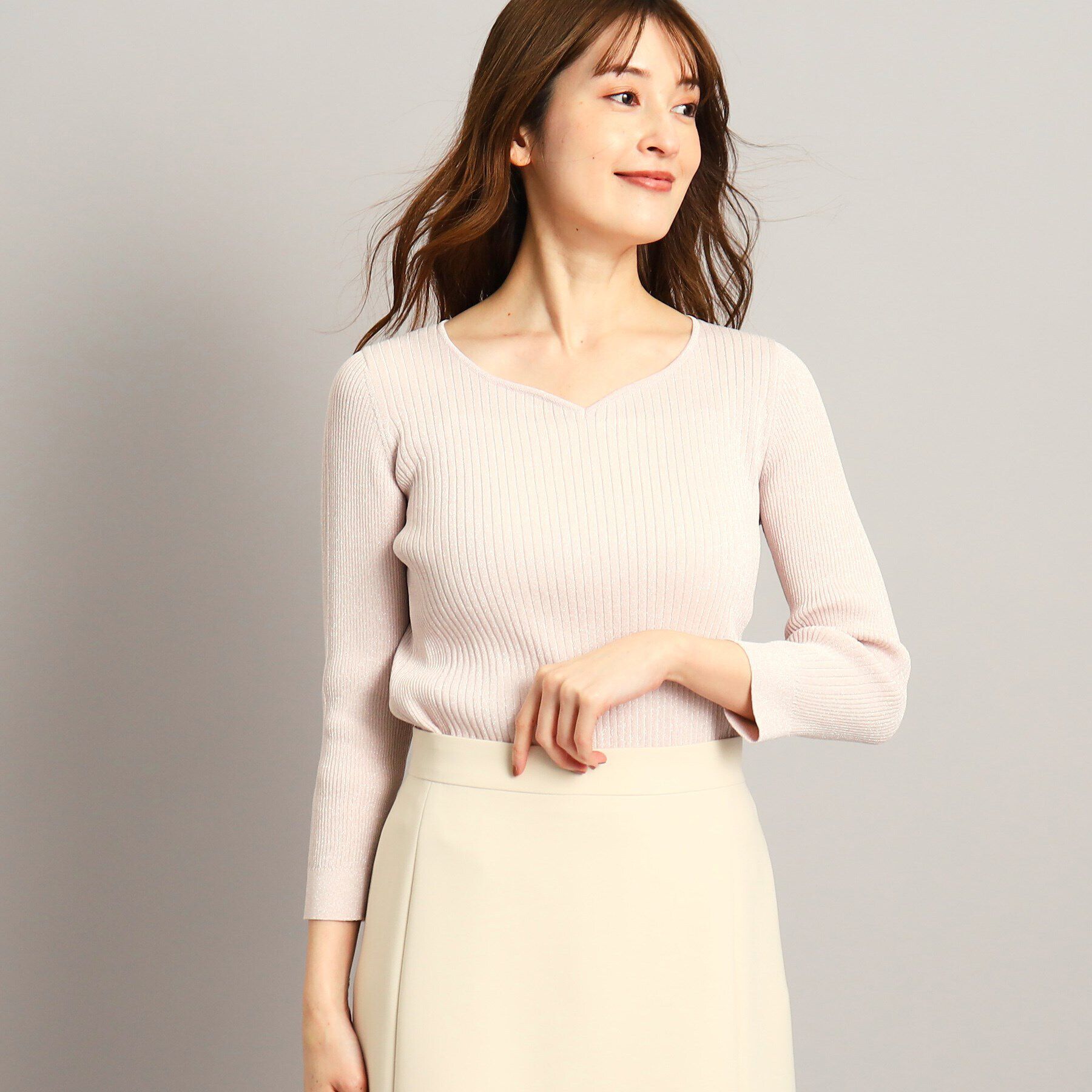 COUP DE CHANCE「【洗える】上品に華やぐラメニット」|ニット・セーター|ライトピンク(070