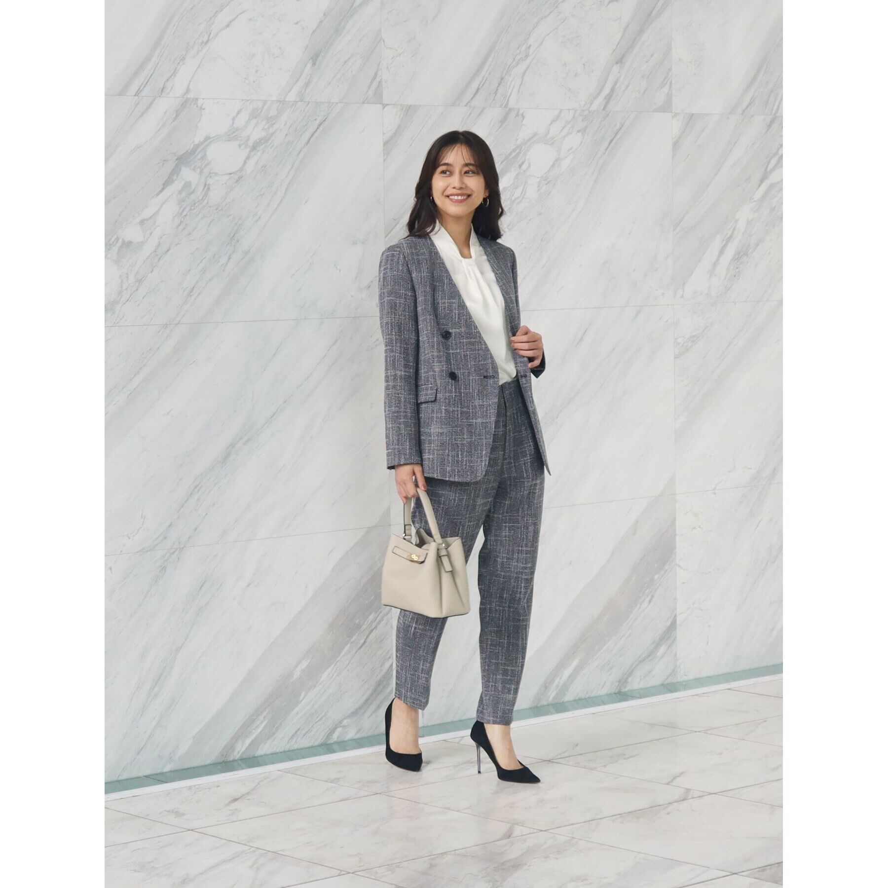 COUP DE CHANCE「【洗える】ノーカラーダブルジャケット」|ノーカラージャケット|