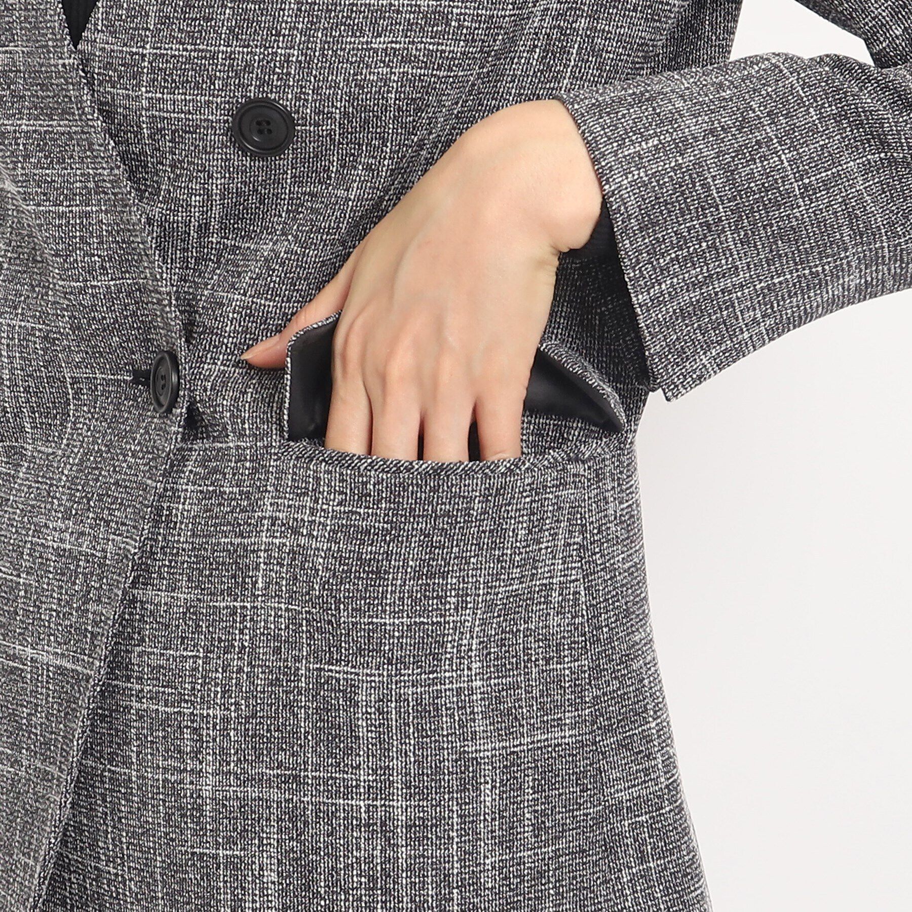 COUP DE CHANCE「【洗える】ノーカラーダブルジャケット」|ノーカラージャケット|