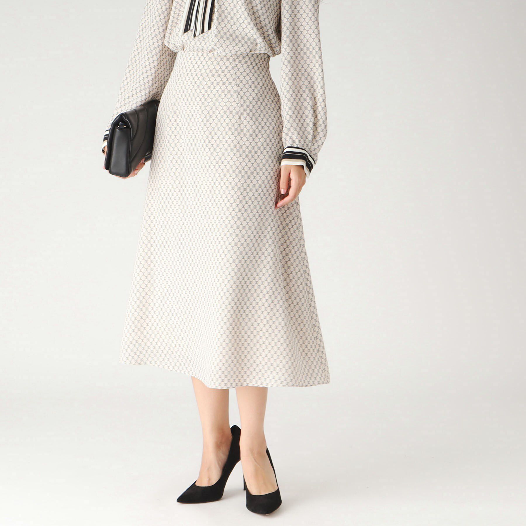 COUP DE CHANCE「【洗える／日本製／ゴム入り】柄フレアスカート」|スカート|ベージュ(152)