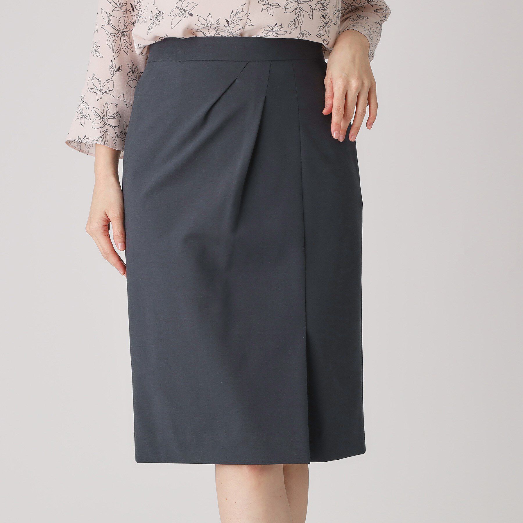 COUP DE CHANCE「【洗える／日本製／ジャージ素材】ラップ風タイトスカート」|スカート|ネイビー(694)