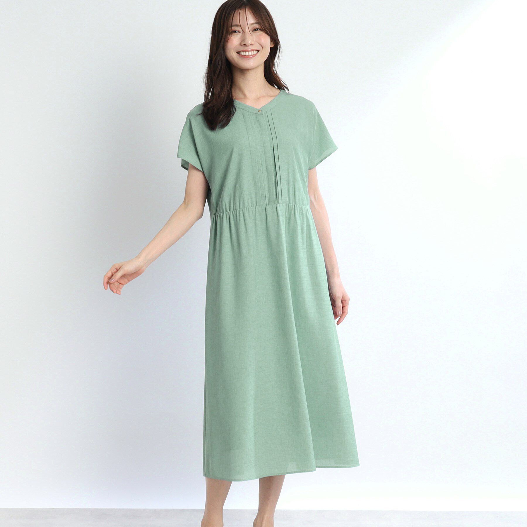 Reflect「【SALE／WEB限定カラーあり／マシンウォッシュ可】リラクシードライタッチワンピース」|ワンピース|ミントグリーン(02