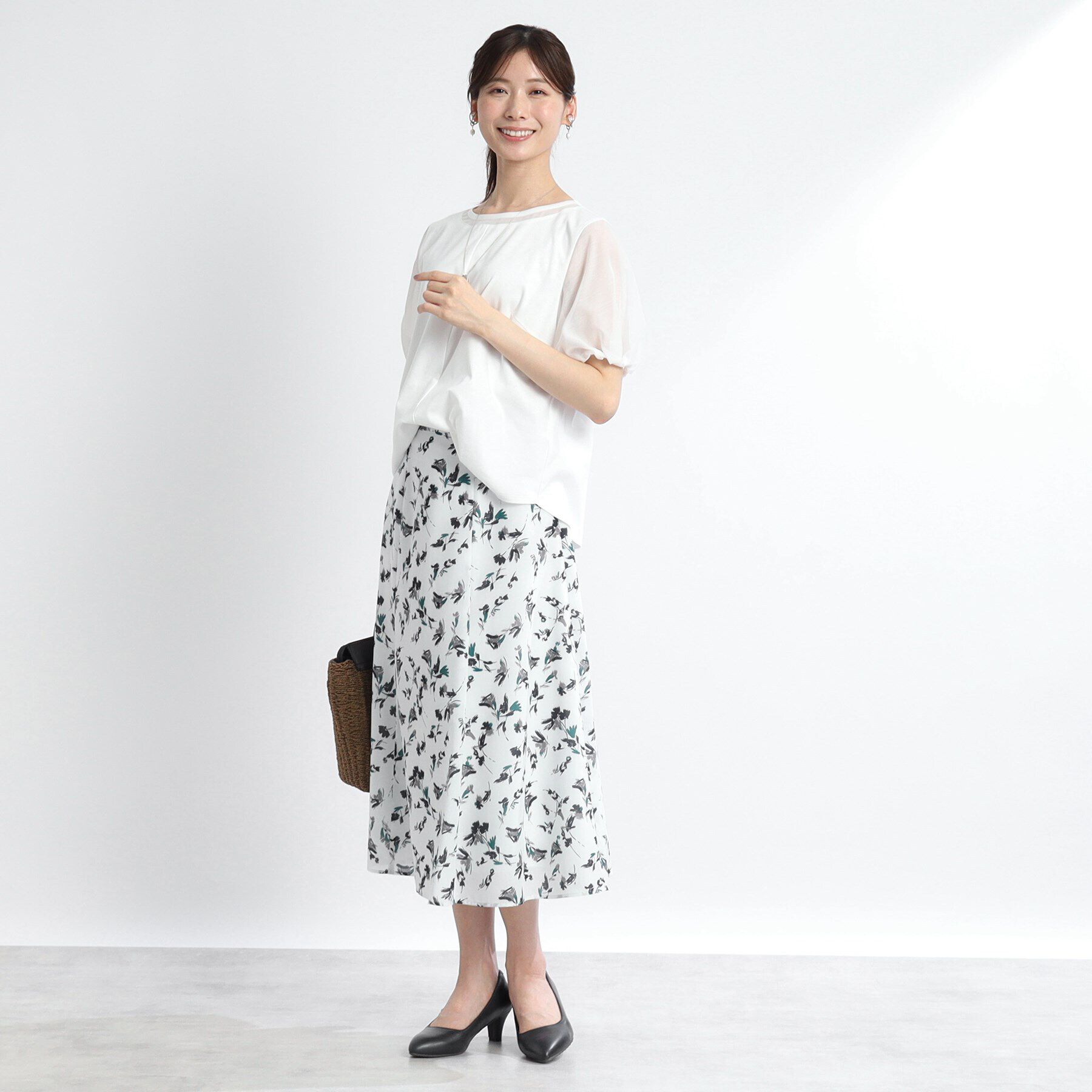 Reflect「【マシンウォッシュ可】フラワー柄フレアスカート」|スカート|