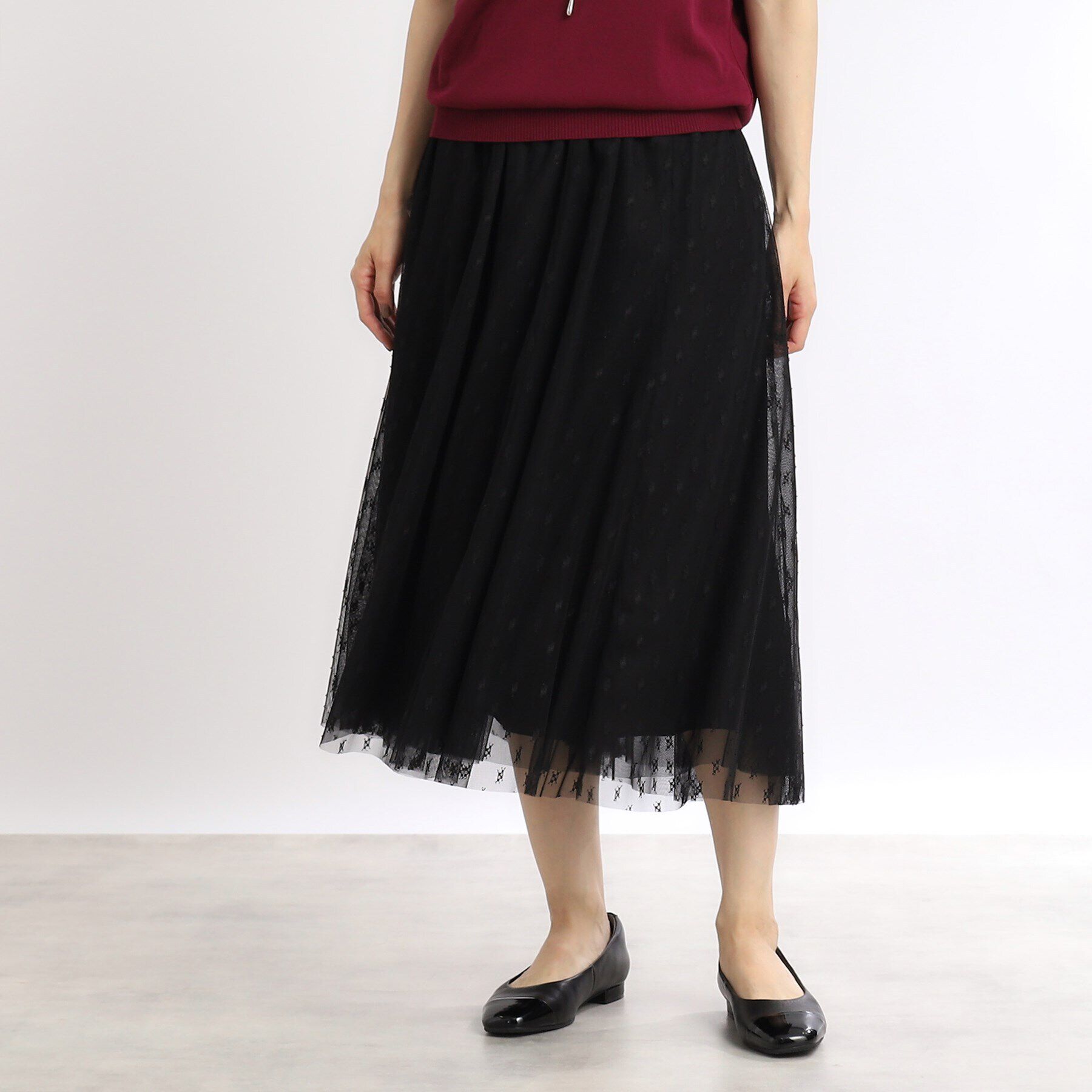 Reflect「【人気♪／手洗い可／ウエスト総ゴム】幾何柄チュールスカート」|スカート|