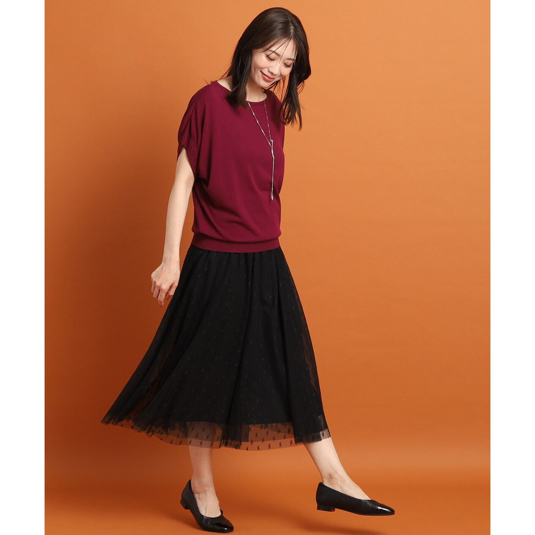 Reflect「【人気♪／手洗い可／ウエスト総ゴム】幾何柄チュールスカート」|スカート|