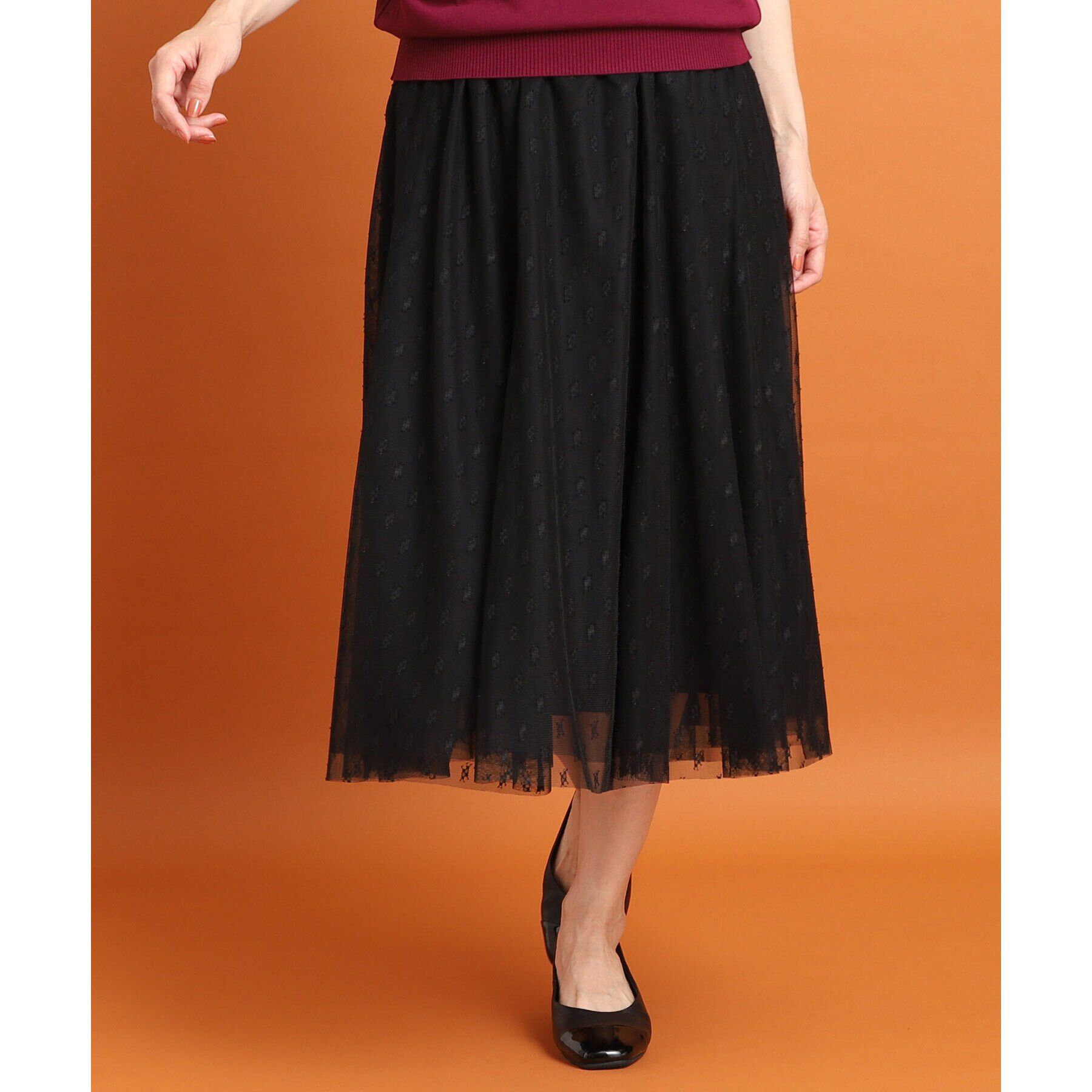 Reflect「【人気♪／手洗い可／ウエスト総ゴム】幾何柄チュールスカート」|スカート|