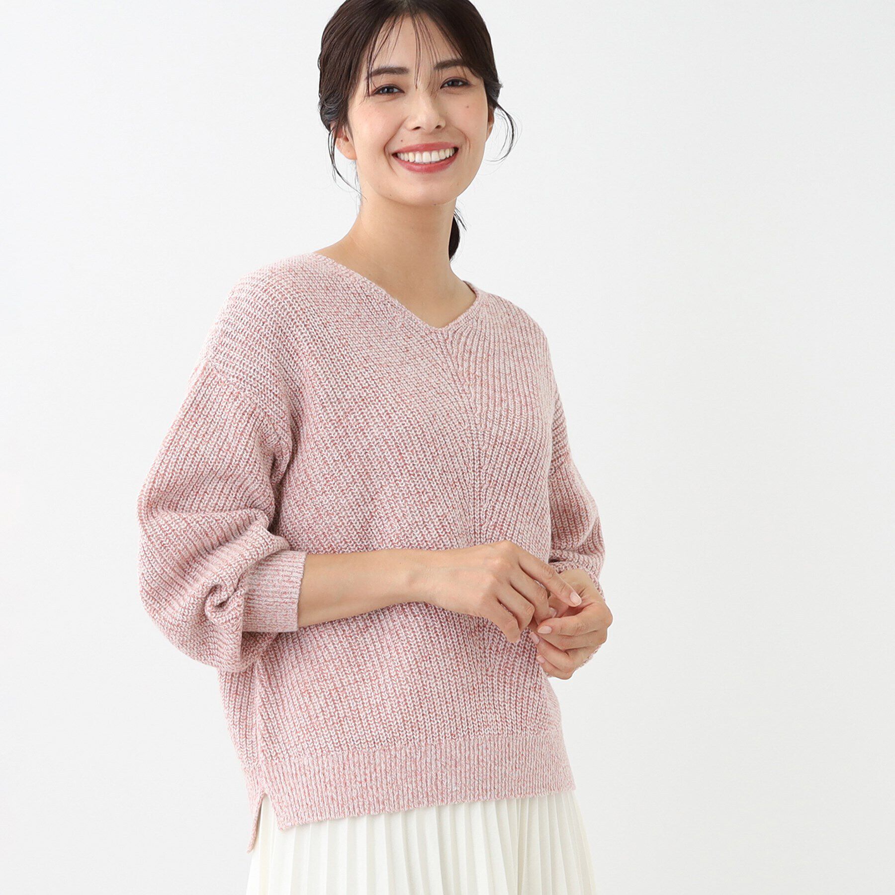 Reflect「【洗える】ミックスカラーニット」|ニット・セーター|レッド(062)