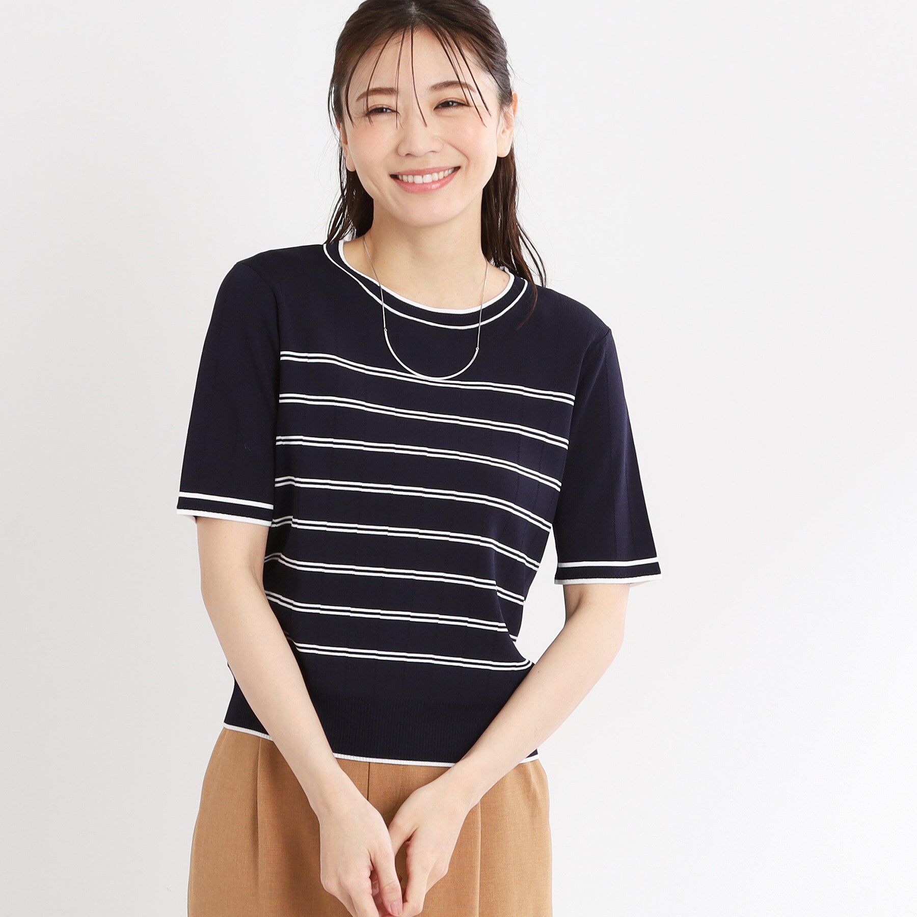 Reflect「【手洗い可／アンサンブル可】五分袖ニット」|ニット・セーター|