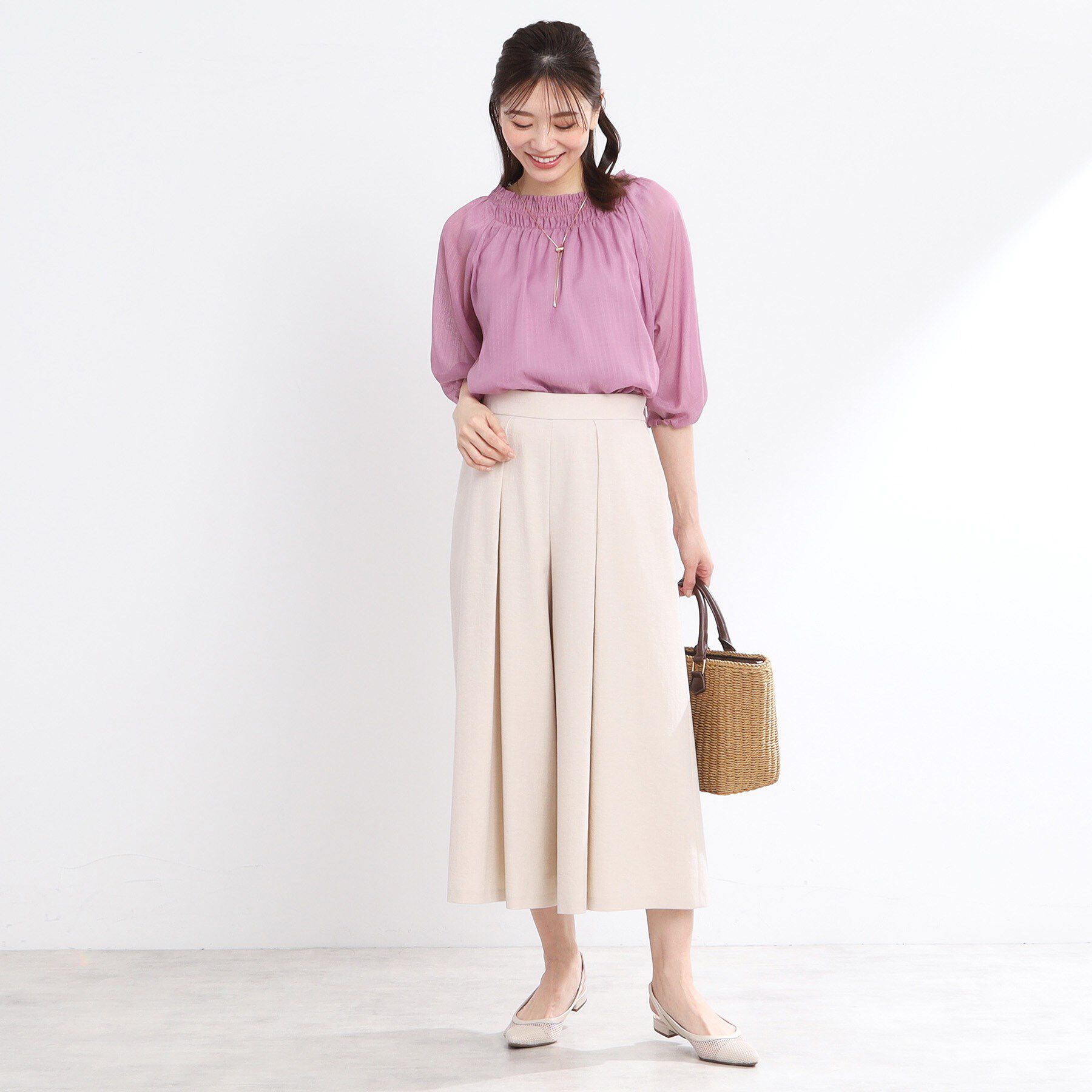 Reflect「【洗える】シャーリングデザインブラウス」|シャツ・ブラウス|