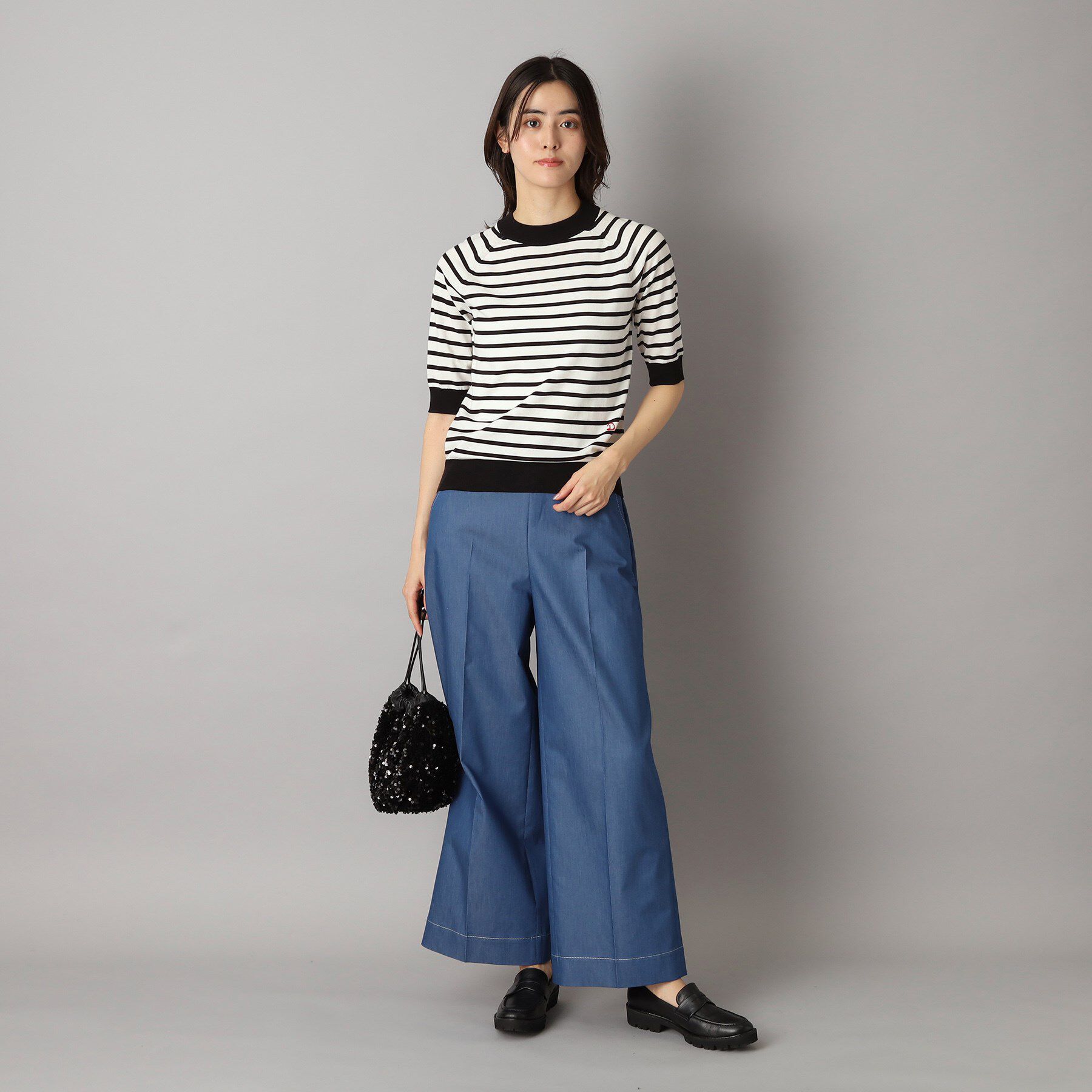 DRESSTERIOR「【洗える】マルチボーダーハーフスリーブニット」|ニット・セーター|