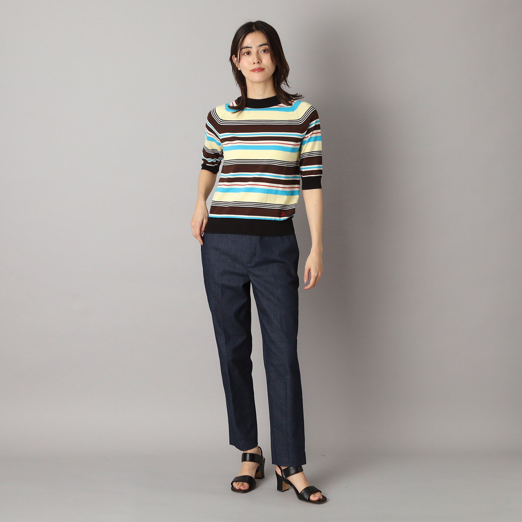 DRESSTERIOR「【洗える】マルチボーダーハーフスリーブニット」|ニット・セーター|