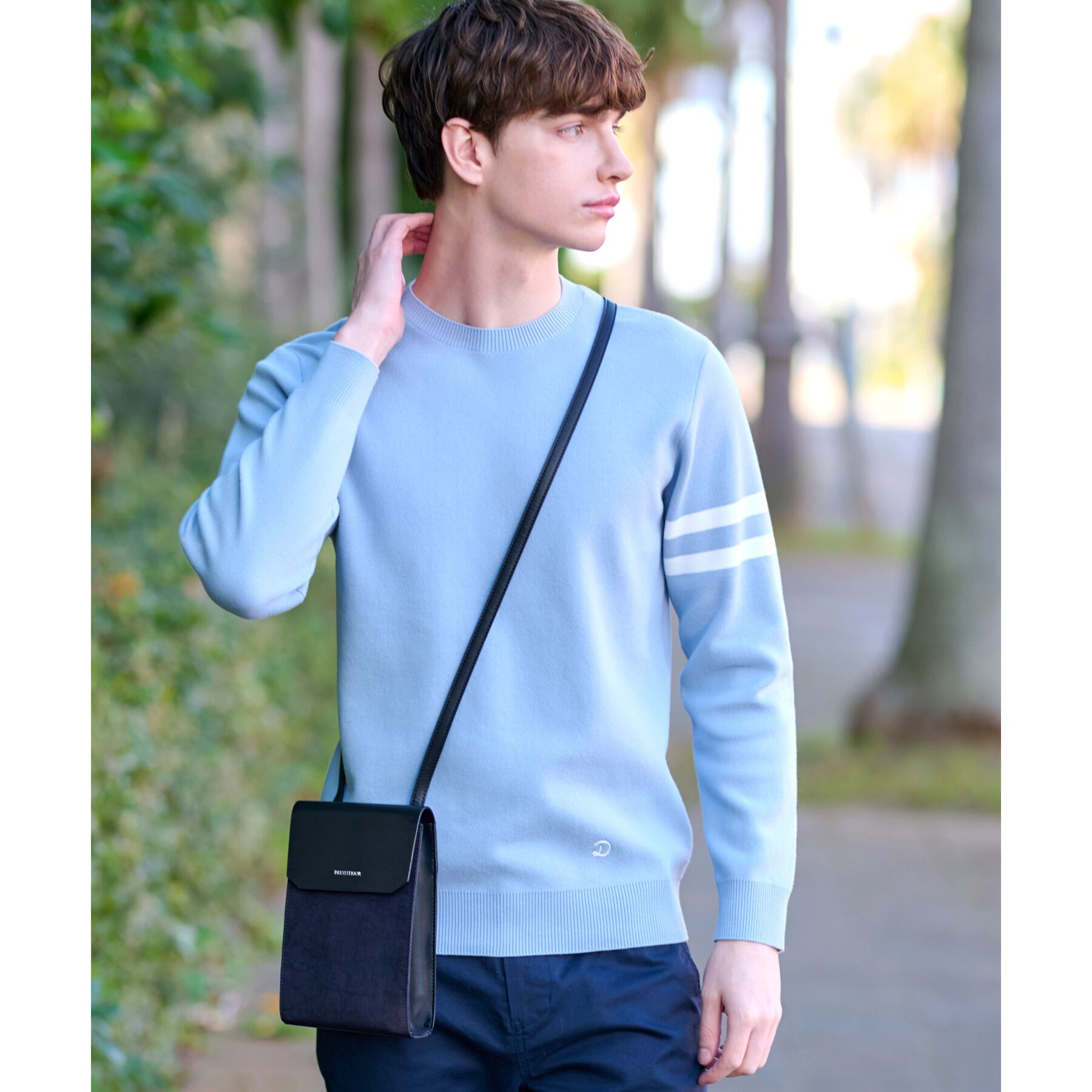 DRESSTERIOR「コットンスムース アームラインクルーネックニット」|ニット・セーター|