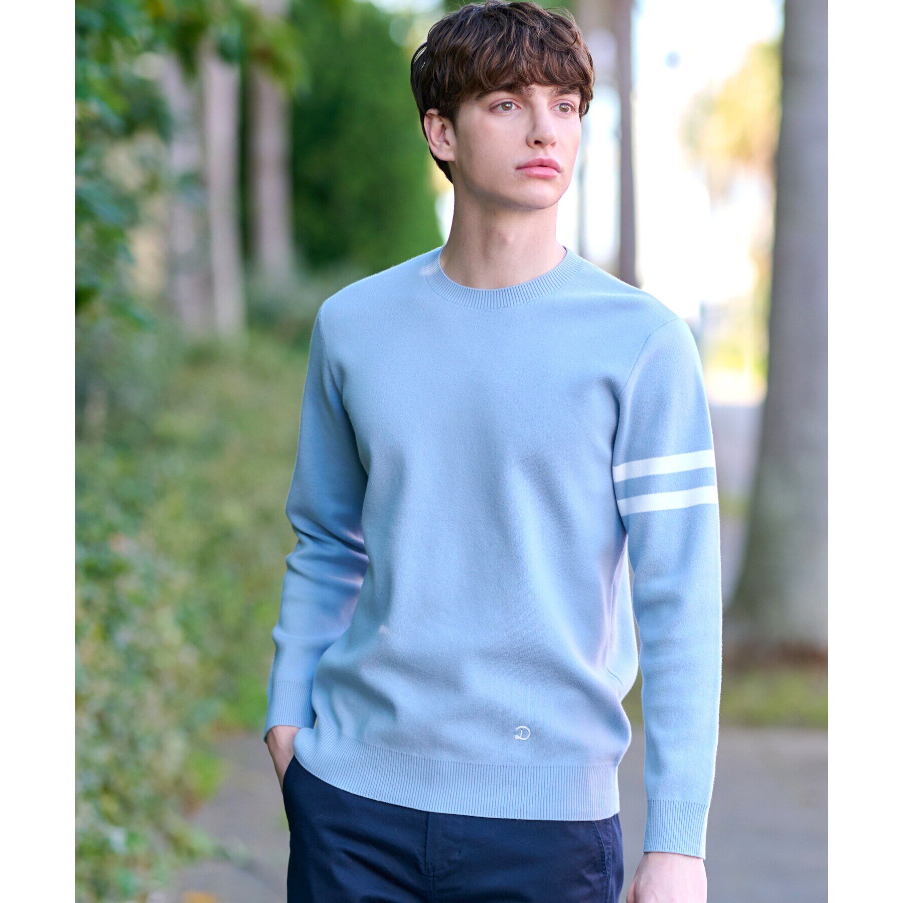 DRESSTERIOR「コットンスムース アームラインクルーネックニット」|ニット・セーター|