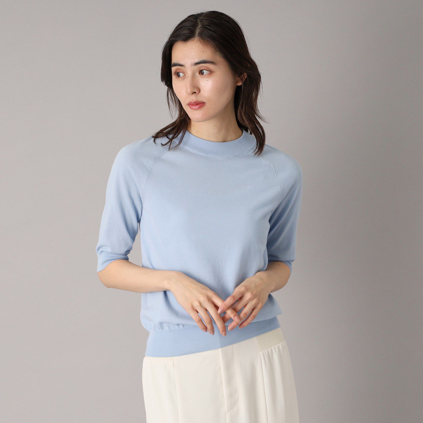 DRESSTERIOR「【定番/洗える】コットンシルク混ハーフスリーブ」|ニット・セーター|