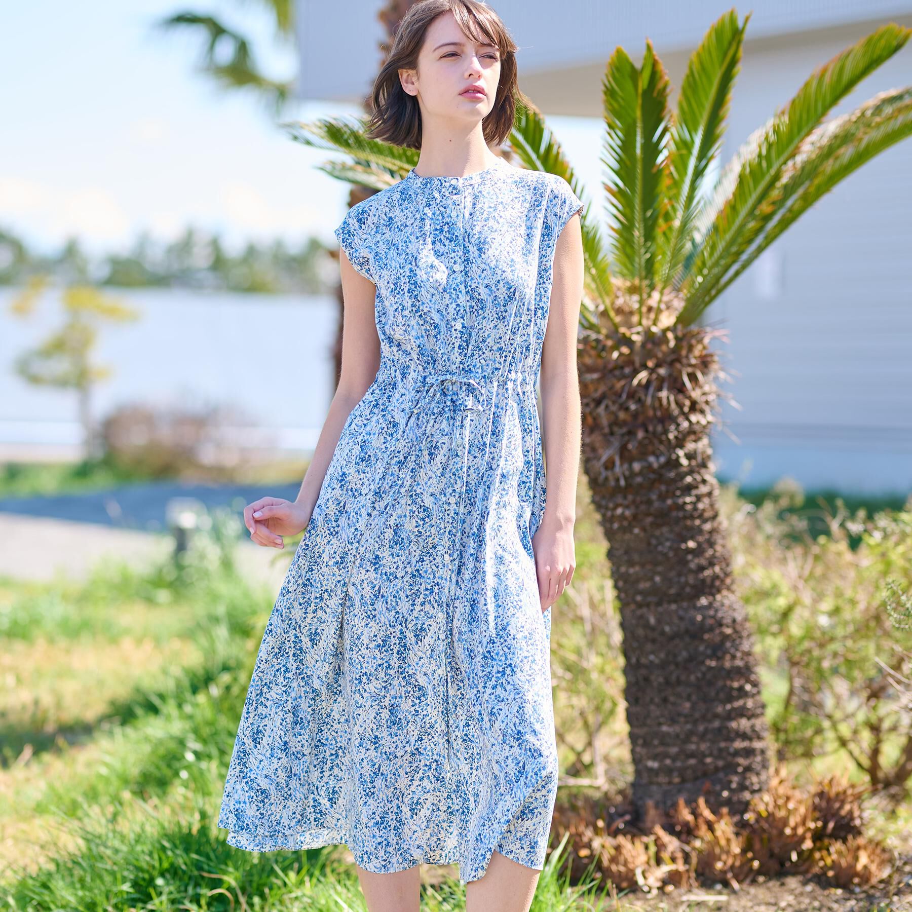 DRESSTERIOR「【ポケット付き/花柄】フラワープリントフレンチスリーブワンピ」|ワンピース|