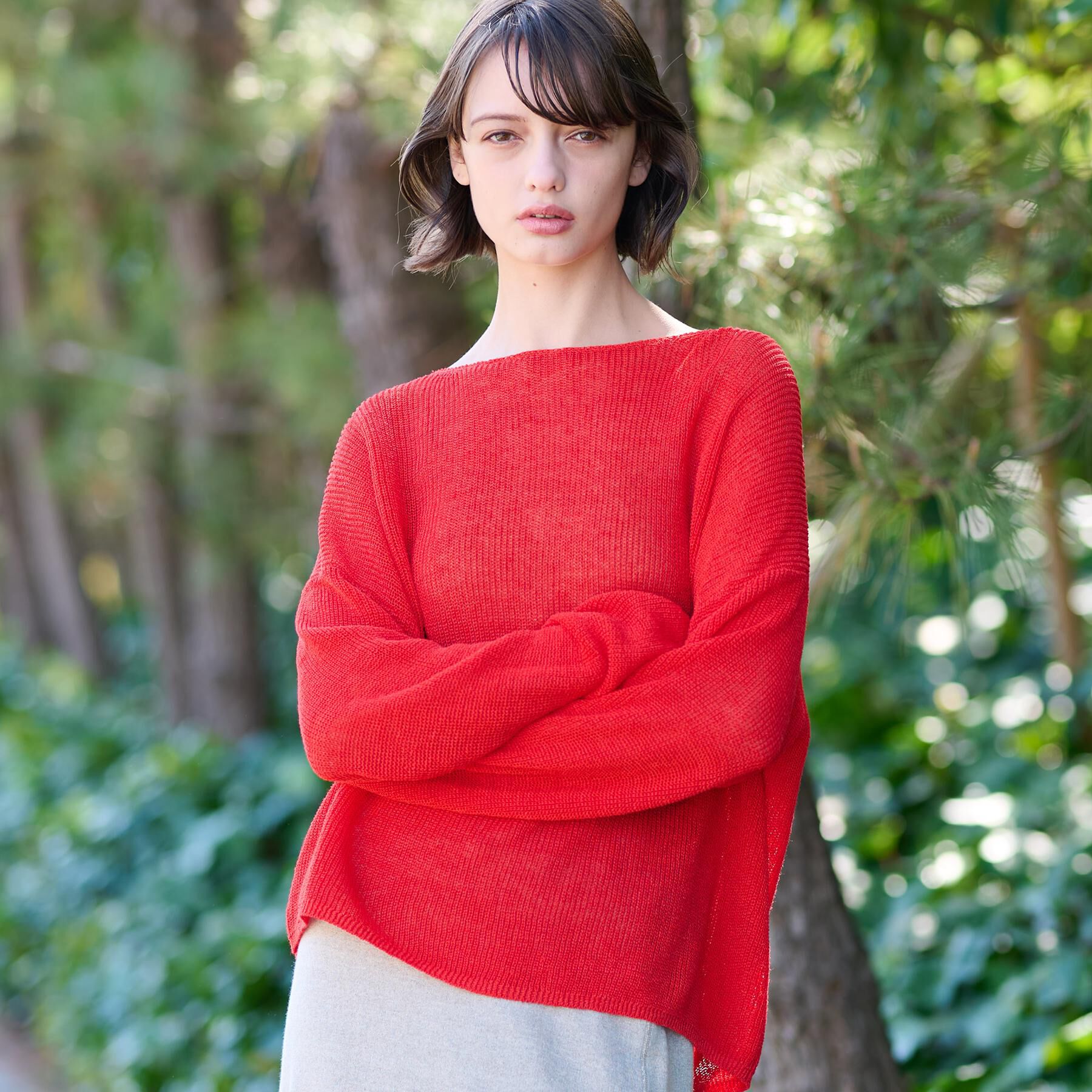 DRESSTERIOR「【洗える/薄手/清涼感】リネンブレンドプルオーバー」|ニット・セーター|