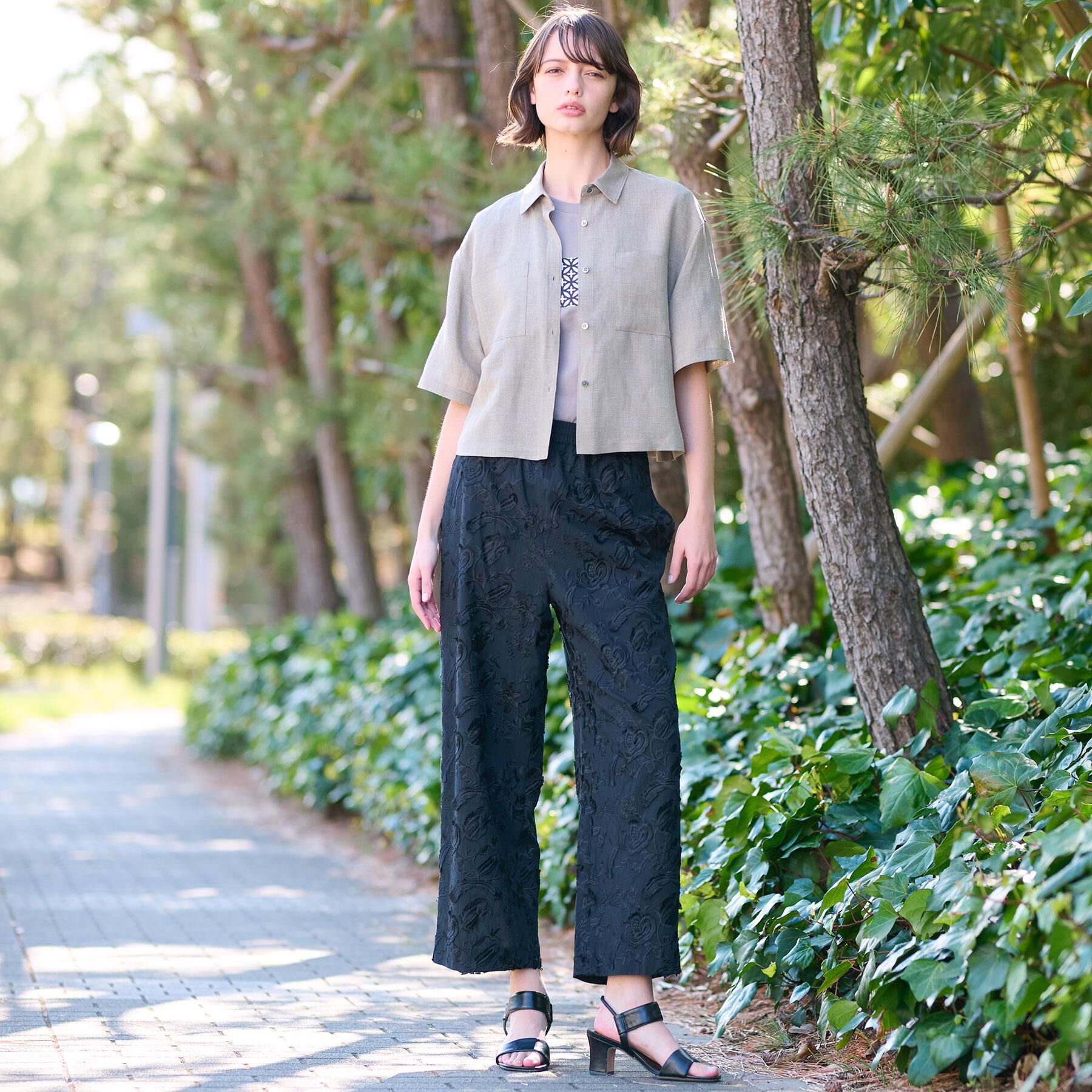 DRESSTERIOR「【トレンド/清涼感】ハーフスリーブクロップドシャツ」|シャツ・ブラウス|