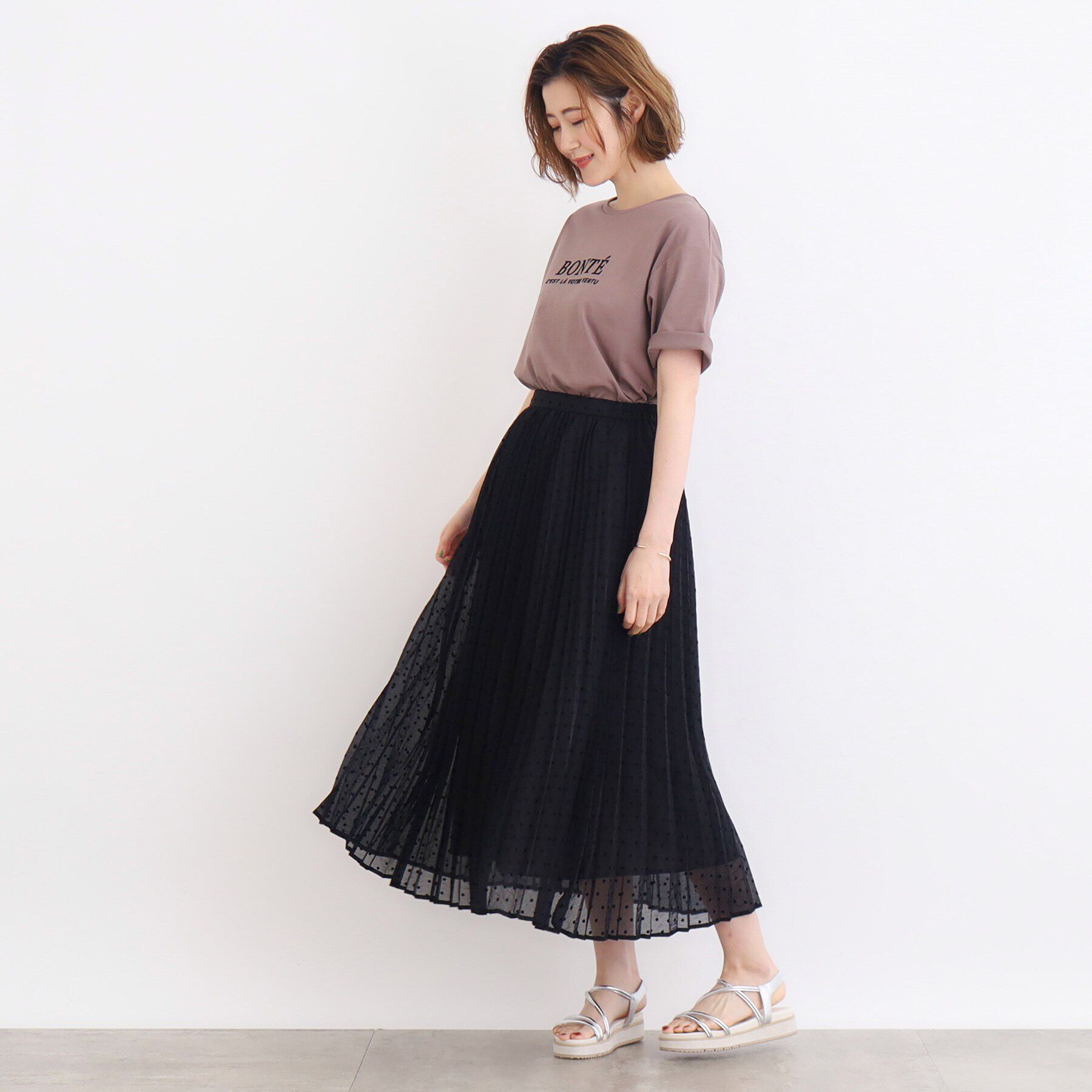 grove「フロッキードットプリーツスカート」|スカート|