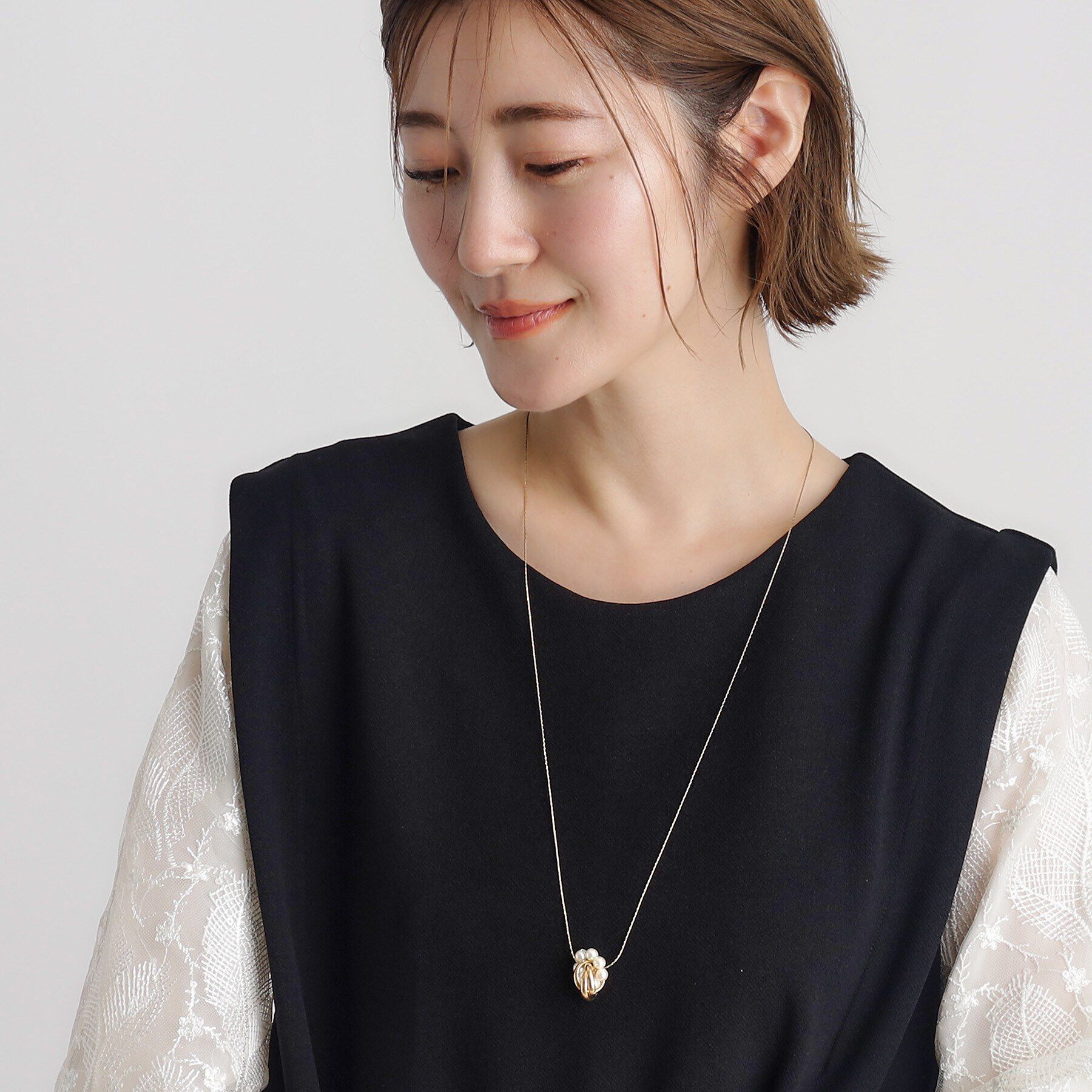 grove「パール調メタルリングワントップネックレス」|ネックレス|